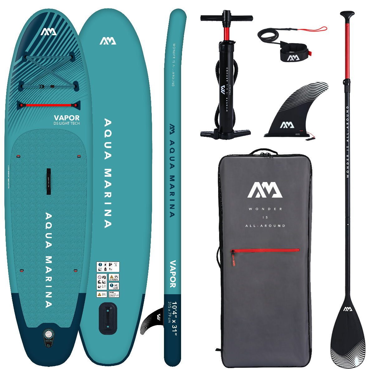 Aqua Marina SUP-Board AQUA MARINA VAPOR 10.4 iSUP Board Set aufblasbar Stand Up Paddle