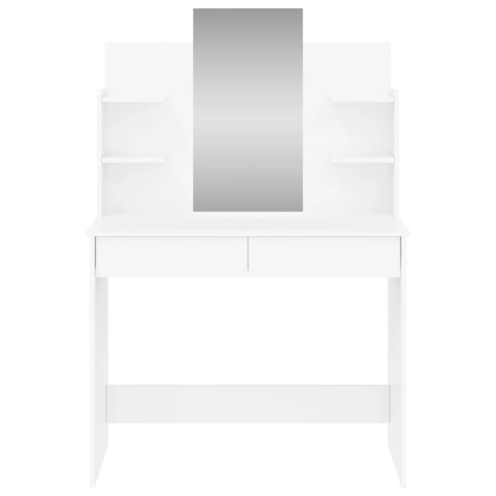 furnicato Hochglanz-Weiß 96x39x142 cm Schminktisch Spiegel mit