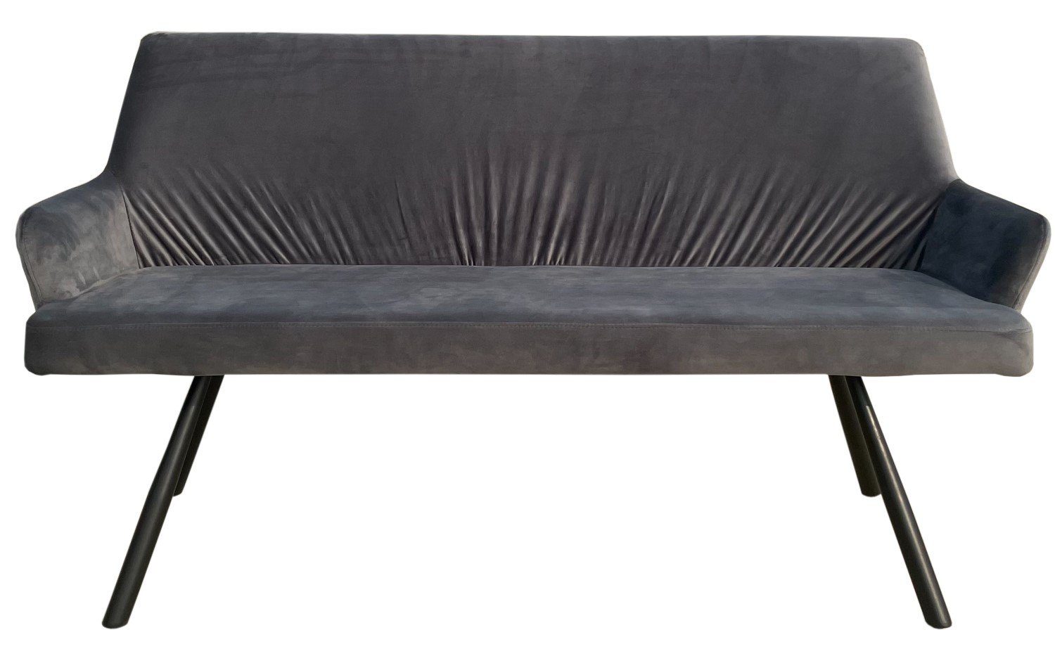 165 cm Metall-Gestell - - Samt bene Samtbezug - - grau, Modena hohe Esszimmer Rückenlehne living Sofa - - - Armlehnen