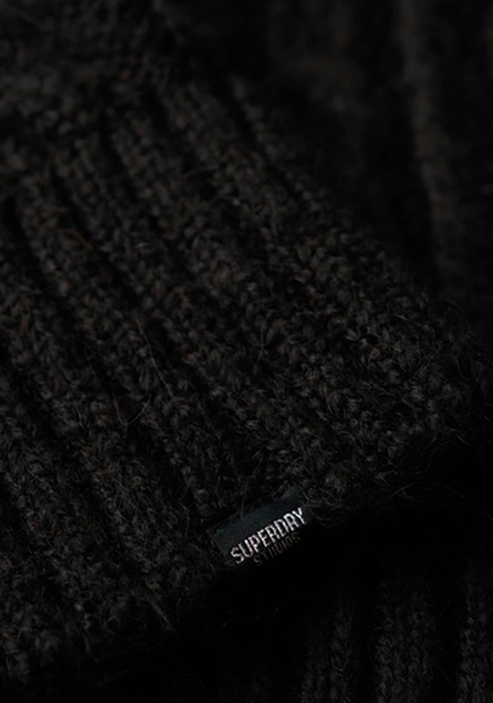 Superdry Strickkleid CABLE MOCK Black JUMPER NECK DRESS