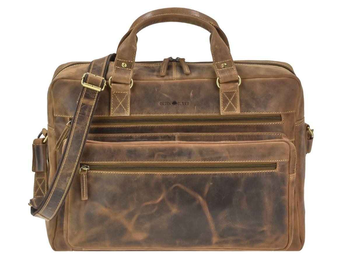 Greenburry Umhängetasche "Vintage" Business Tasche 42x32cm antik braun, used Look, Businesstasche, für Herren, für Damen