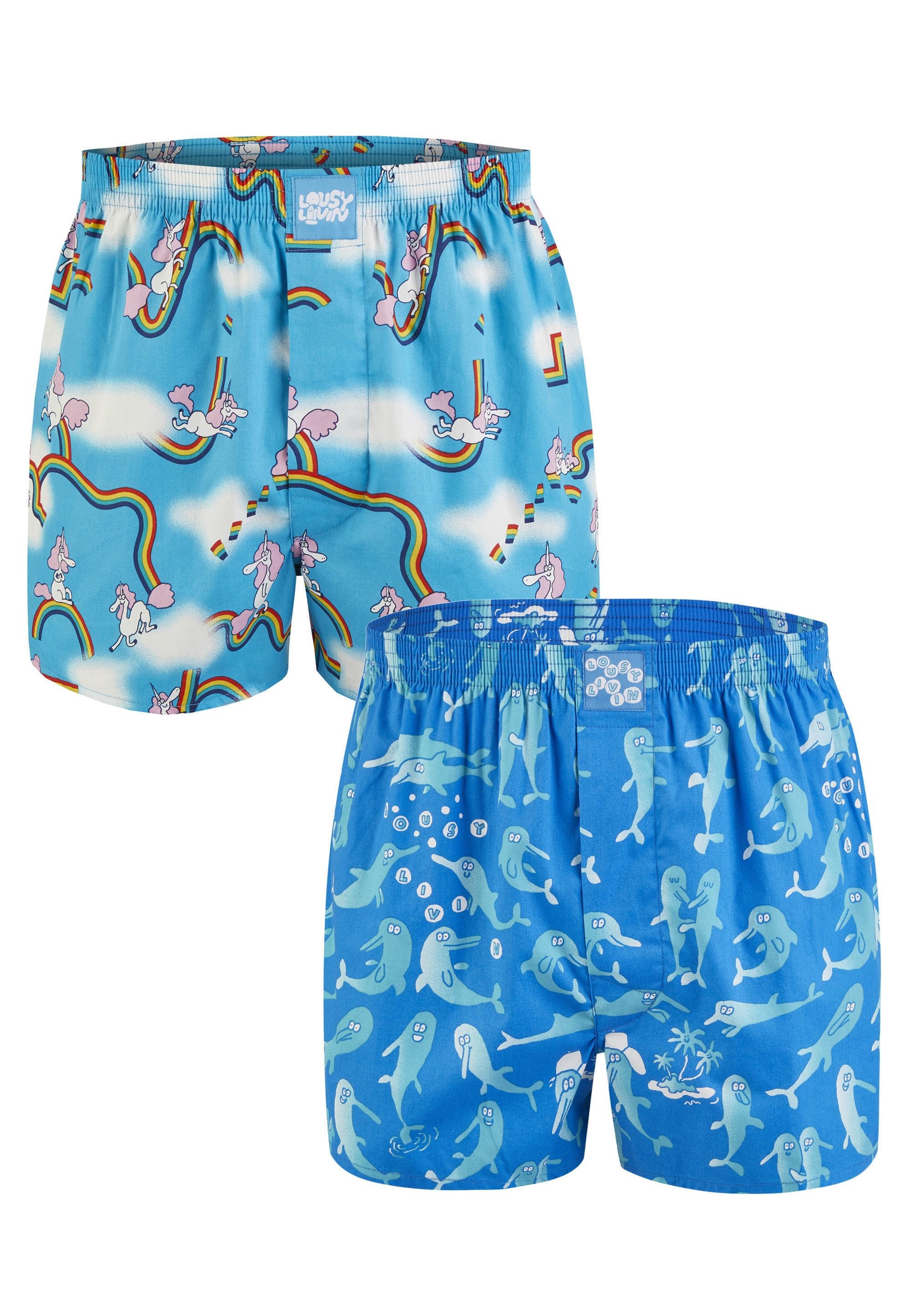 Lousy Livin Boxershorts Sky Gym & Dolphin 2 Pack mit buntem Allover-Print
