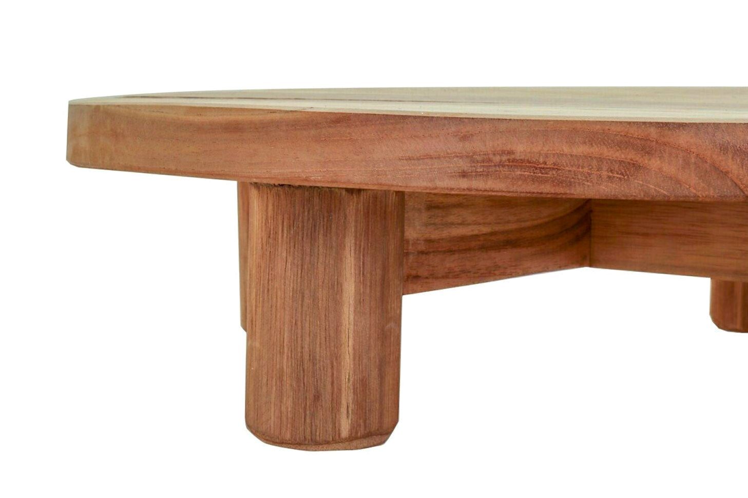 tegawo Blumenhocker FSC- Teak Holz Deko Podest, rund mit 4 Beinen, glatte Oberfläche