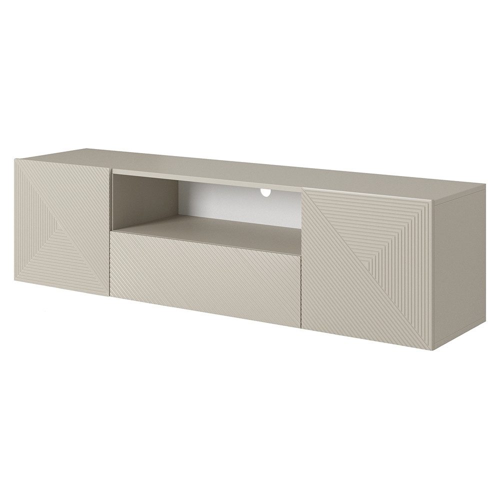 Lomadox Lowboard ADARE-141, 200 cm breit, kaschmir mit gerillter Front, wandhängend