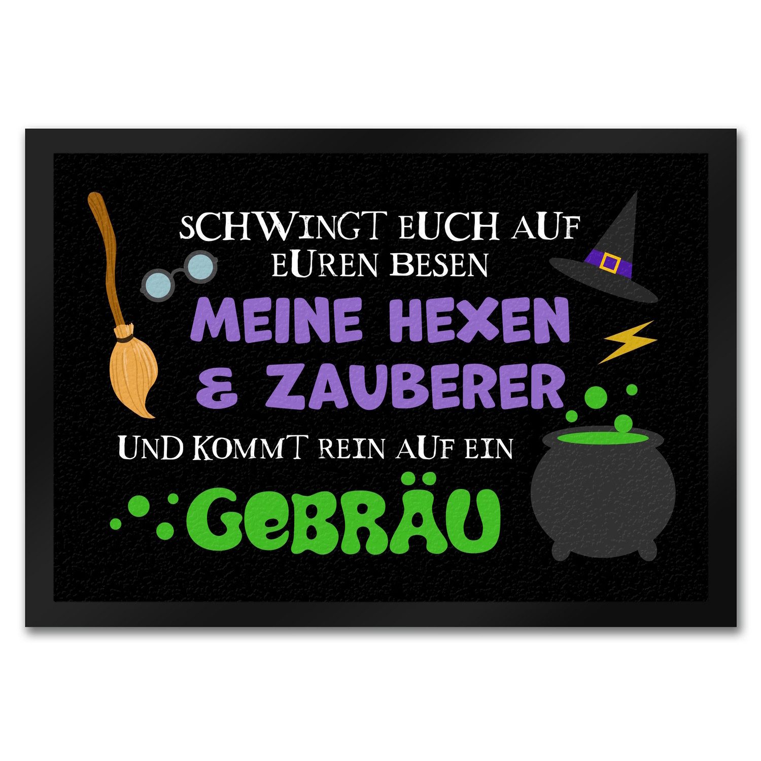 Fußmatte Hexenkessel Halloween Fußmatte in 35x50 cm mit Spruch Kommt Hexen &