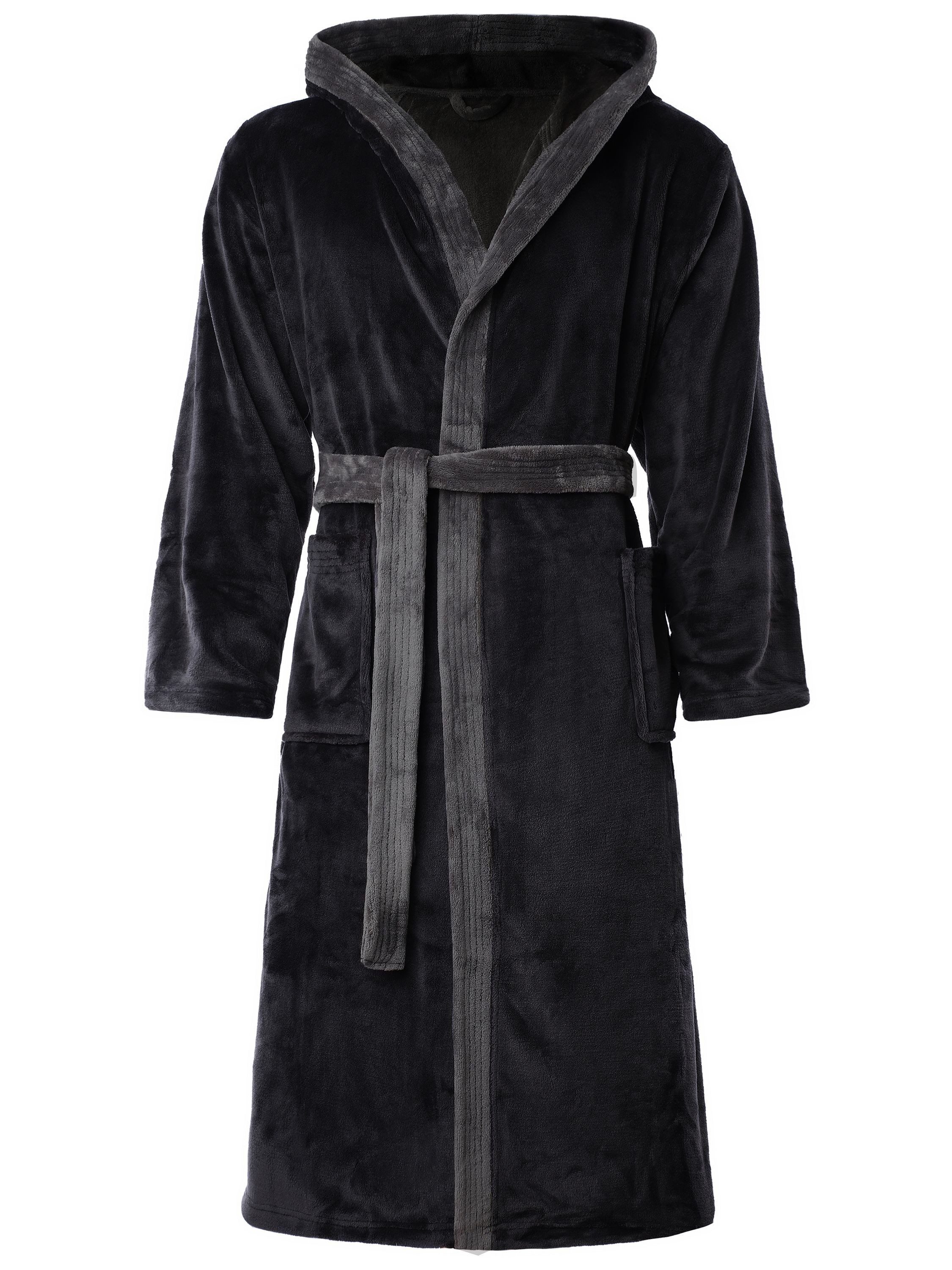 Ladeheid Bademantel Herren Bademantel lang mit Gürtel LA40-221, lang, Polyester, Taschen