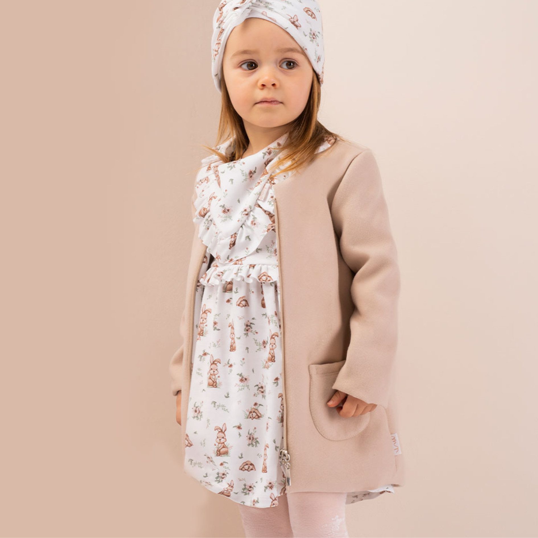 Bamar Nicol Kurzmantel Baby Kind Mantel - Kurzmantel Beige, Mädchen Hochzeit, Geburtstag, Feierlichkeiten, Alltag