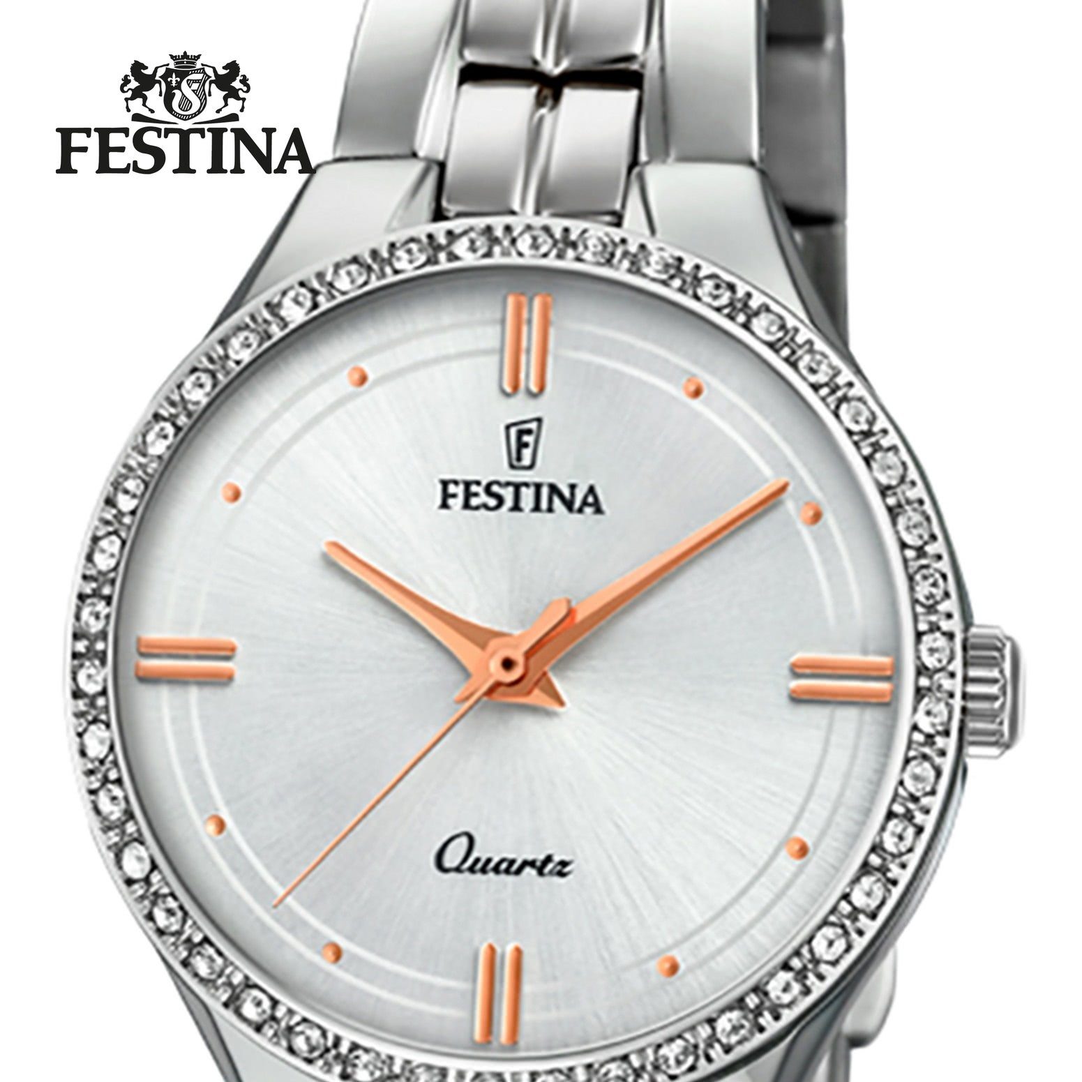 Quarzuhr F20218/1 Edelstahlarmband Festina Damen Damen Edelstahl, Festina silber rund, Uhr Armbanduhr