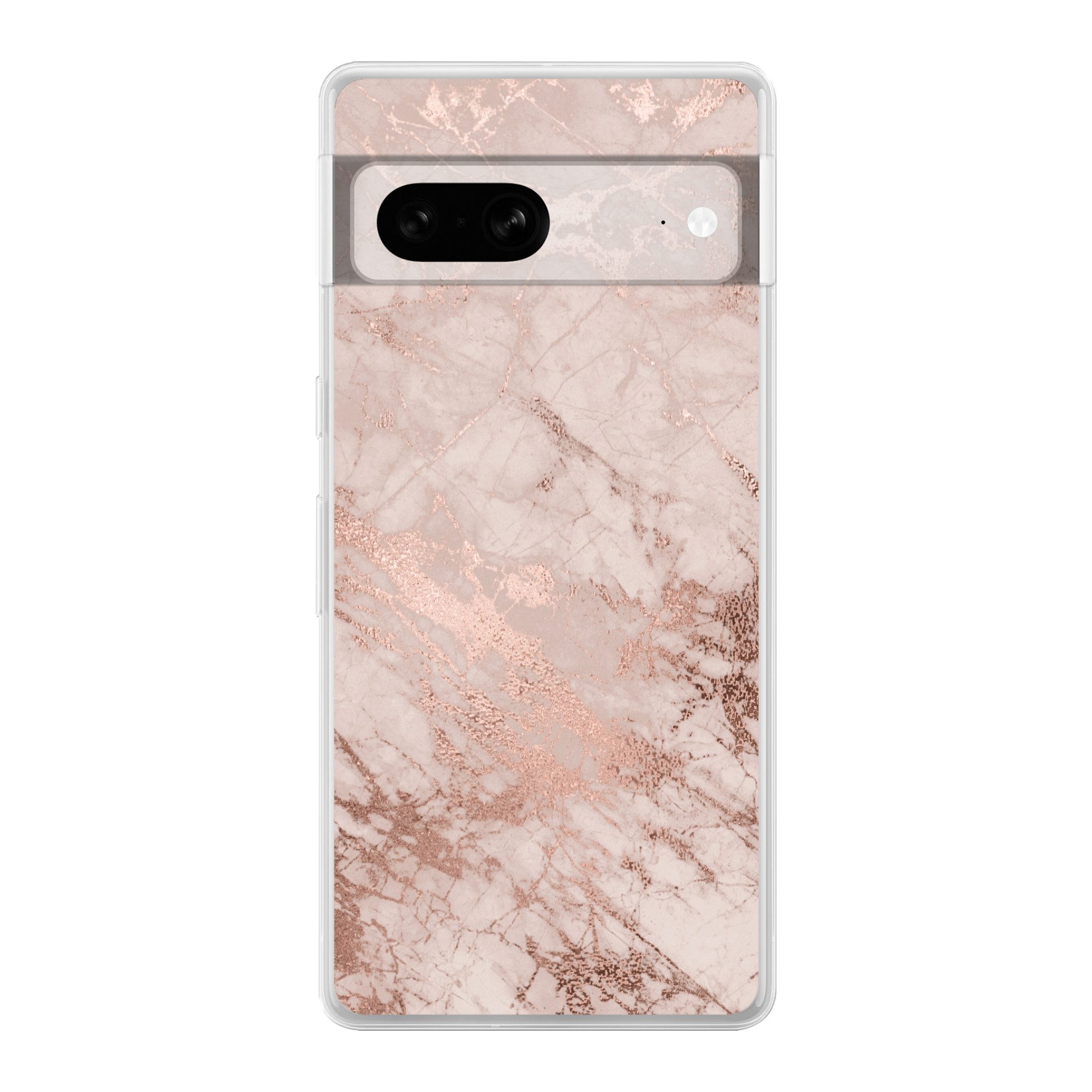 MuchoWow Handyhülle für Google Pixel 7 Marmor - Rosa - Luxus - Marmoroptik - Glitzer - Des, Phone Case, Silikon, Schutzhülle Dünn