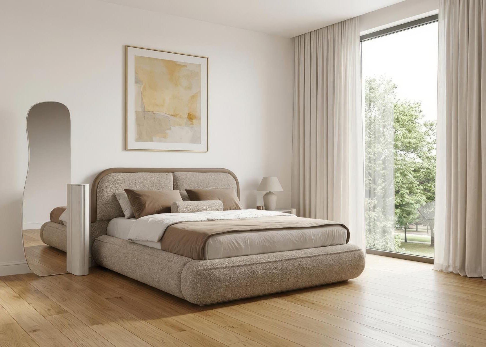 Xlmoebel Dekospiegel Eleganter gebogener Ganzkörperspiegel im modernen Design, Made in Europa