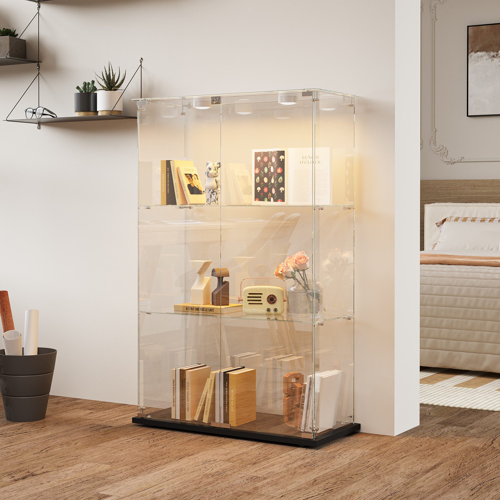 FUROKOY Glasvitrine Standvitrinen, Vitrine aus gehärtetem günstig online kaufen