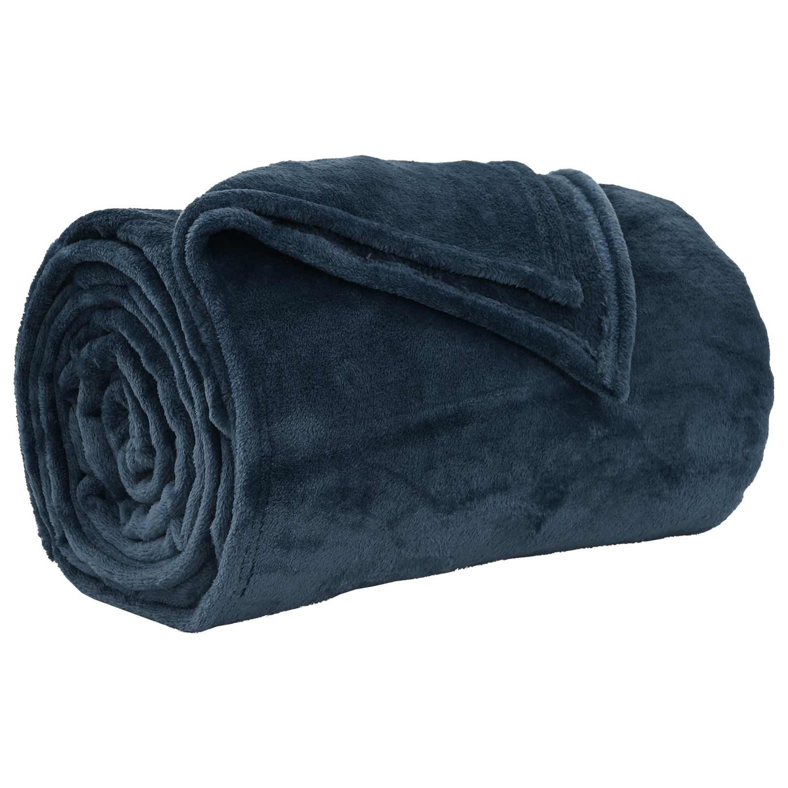 vidaXL Bettüberwurf Überwurfdecke Marineblau 150 x 200 cm Fleece