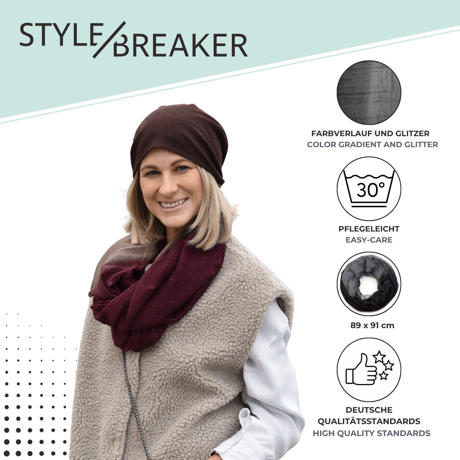 styleBREAKER Loop Glitzer Loop mit Farbverlauf, (1-St)