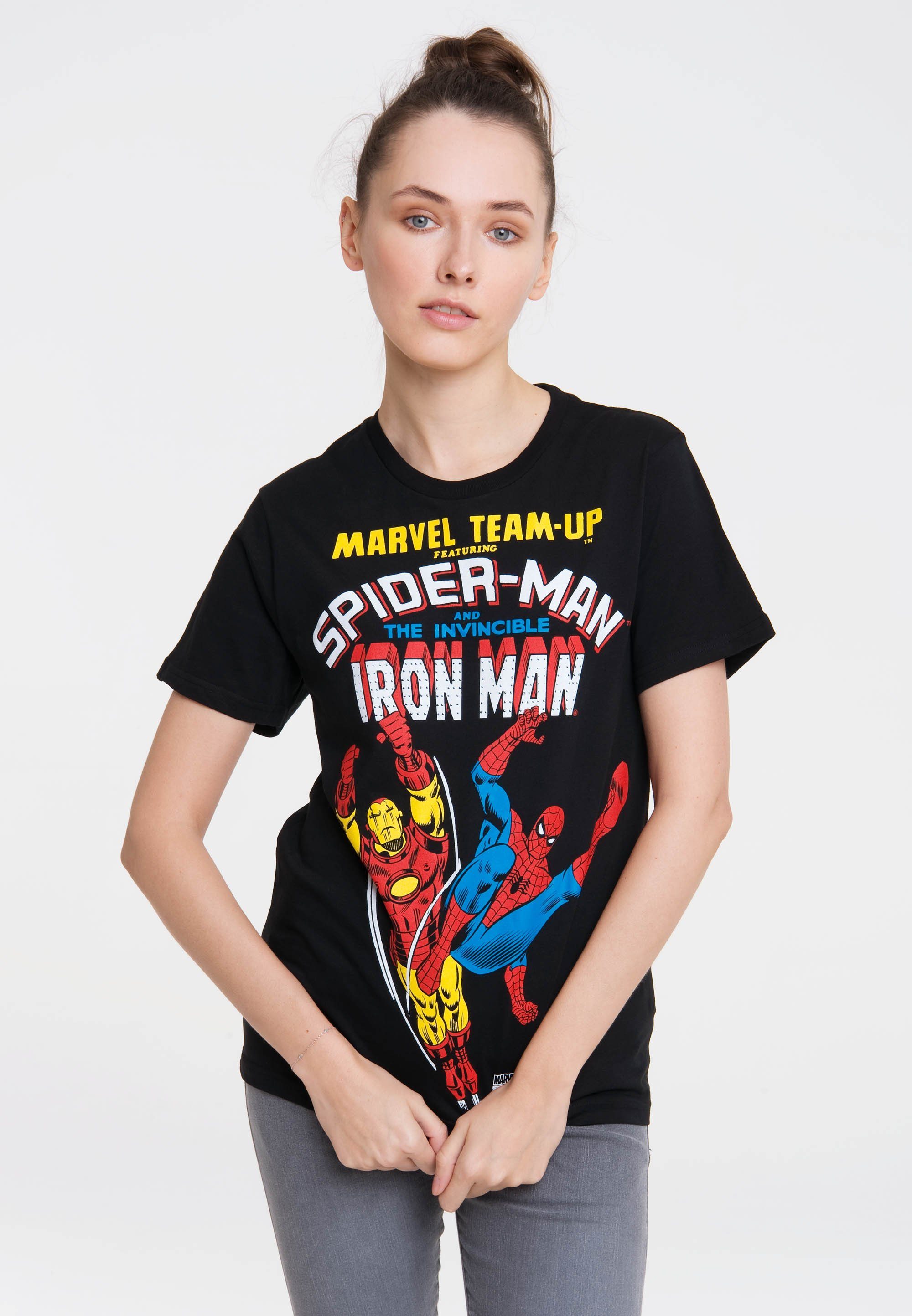 LOGOSHIRT T-Shirt Marvel Comics mit lizenziertem Design, Mit großem  Spider-Man- und Iron Man-Print auf der Front | T-Shirts