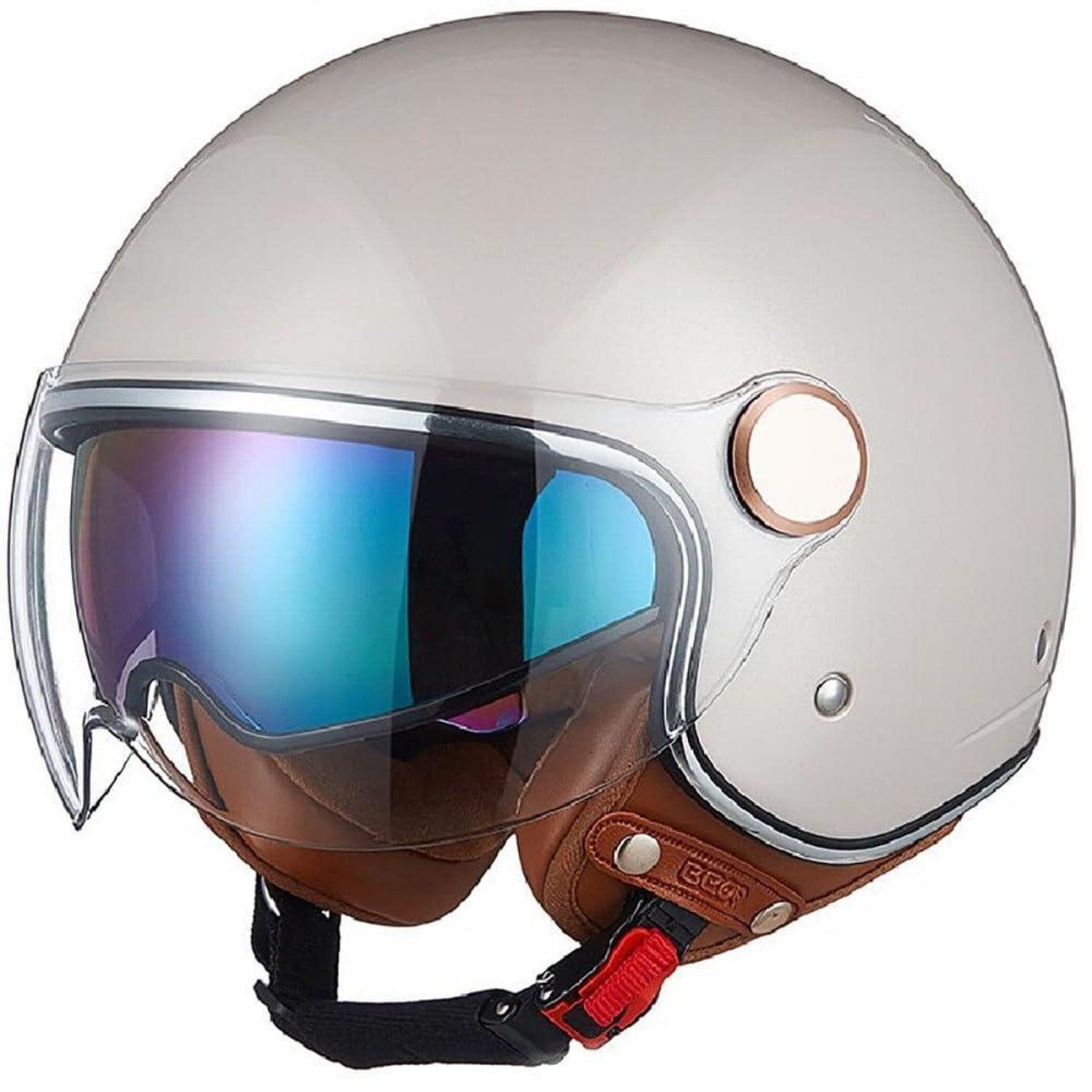 LuxusKollektion Motorradhelm Jethelm Vintage Doppelvisier XL