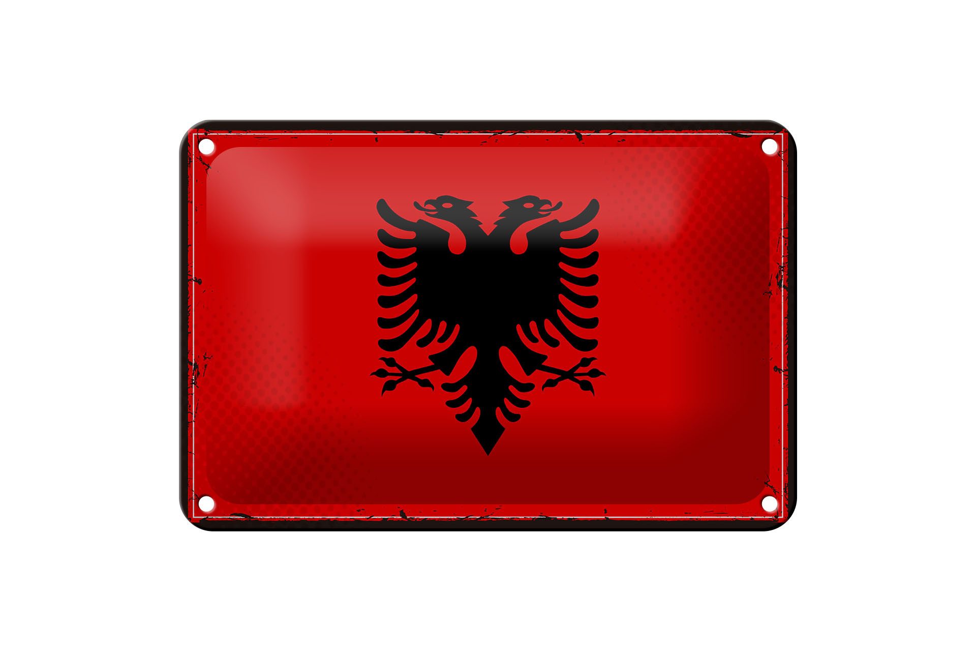 Femer GmbH Metallschild Flagge Albaniens 18x12cm Retro Flag Albania, (1 St), gewölbte Oberfläche, abgerundete Ecken, umgeschlagene Kanten