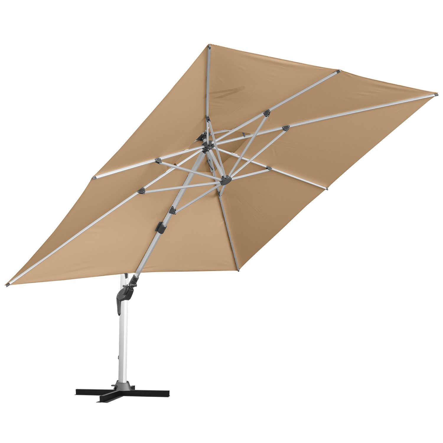 anndora-sonnenschirm Ampelschirm mit Aluminiumgestell, LxB: 350x350 cm, wasserabweisende Beschichtung - Kurbelmechanik - Winddach