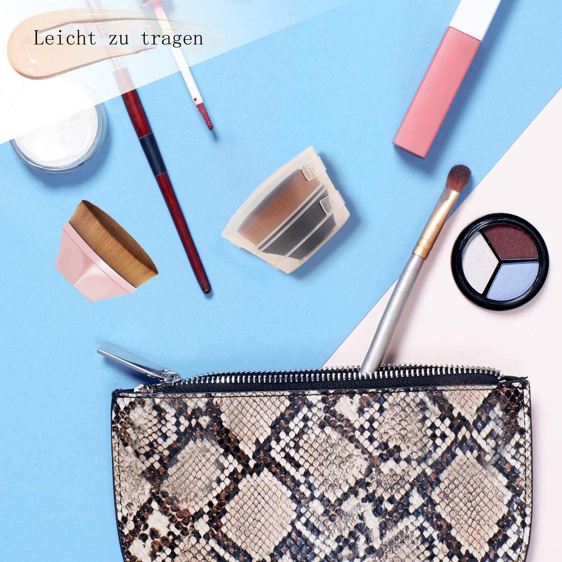 Scheiffy Foundationpinsel Foundation-Pinsel, 2 Stück, für Hauttyp für jeden Frauen Mit Make-up-Pinsel, Kunststoffbox, Schönheitswerkzeuge