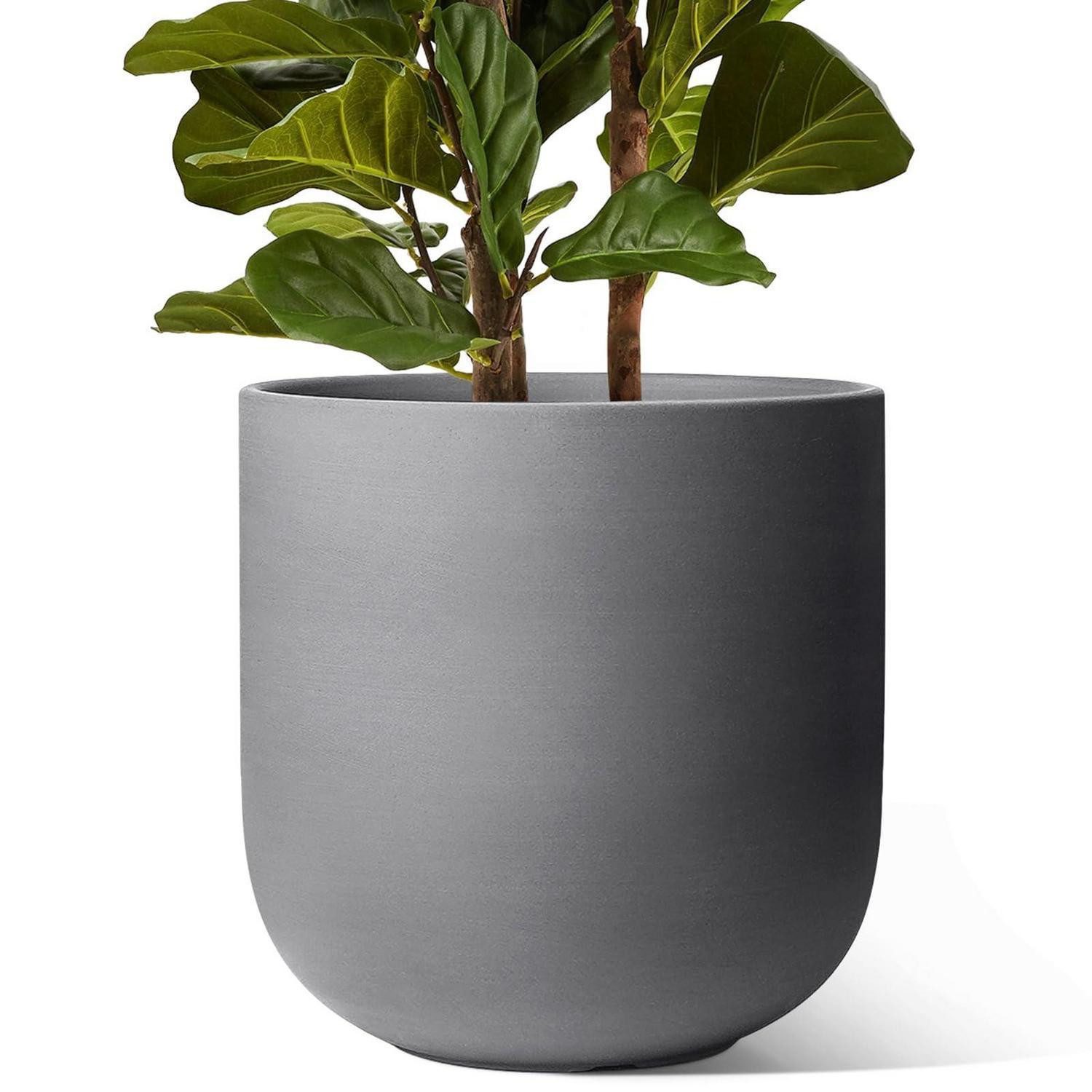 LuxusKollektion Blumentopf Übertöpfe Keramik Blumentopf Abflussloch Plug Holzkohle­grau 30 cm