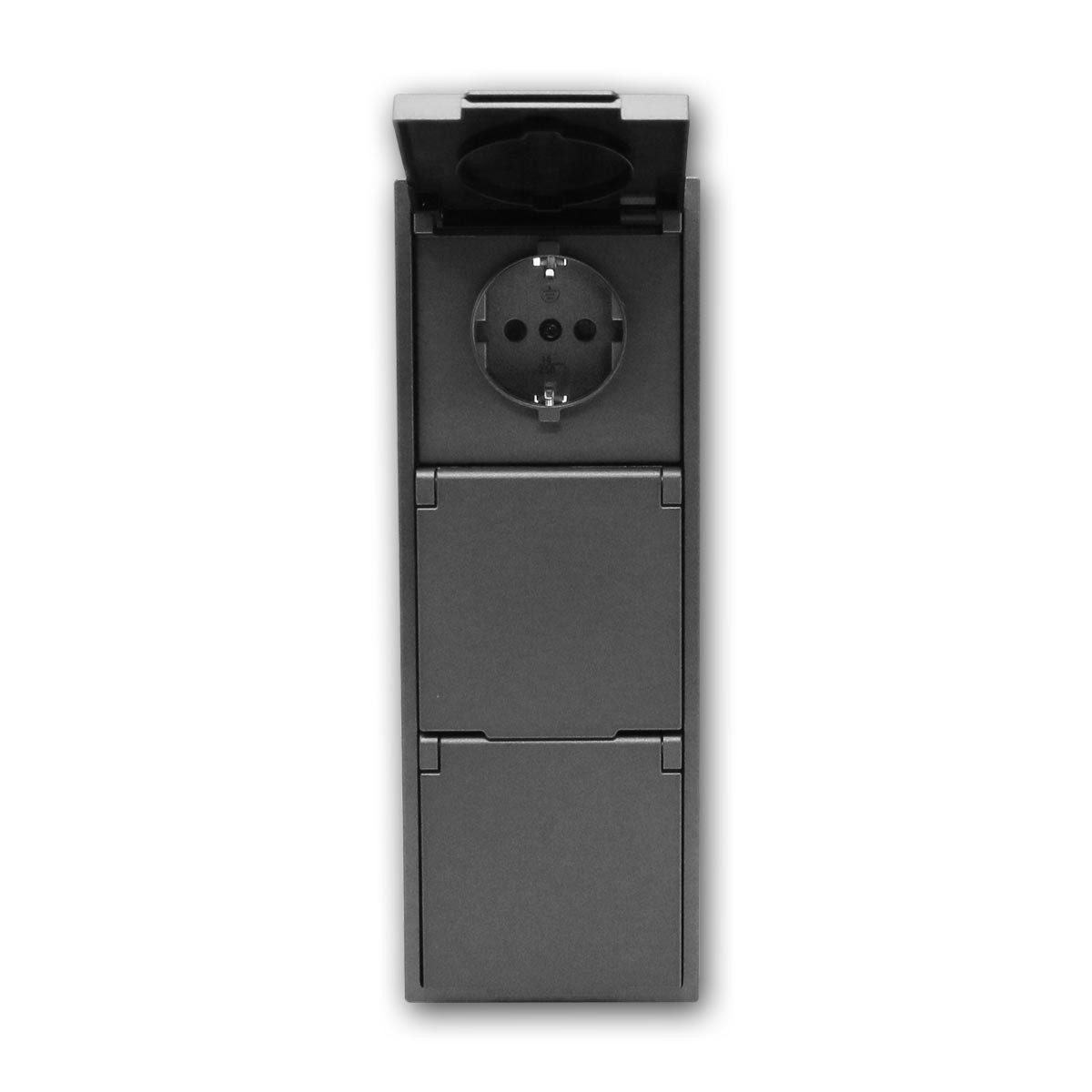 McPower SHALLOW 3-fach Steckdose IP44 anth 250V/16A Rahmen Unterputzschalter – Bild 2 von 5