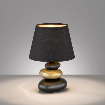 etc-shop LED Tischleuchte, Leuchtmittel inklusive, Warmweiß, Farbwechsel, RGB LED Tischlampe Nachttischleuchte schwarz Keramik D 17 cm