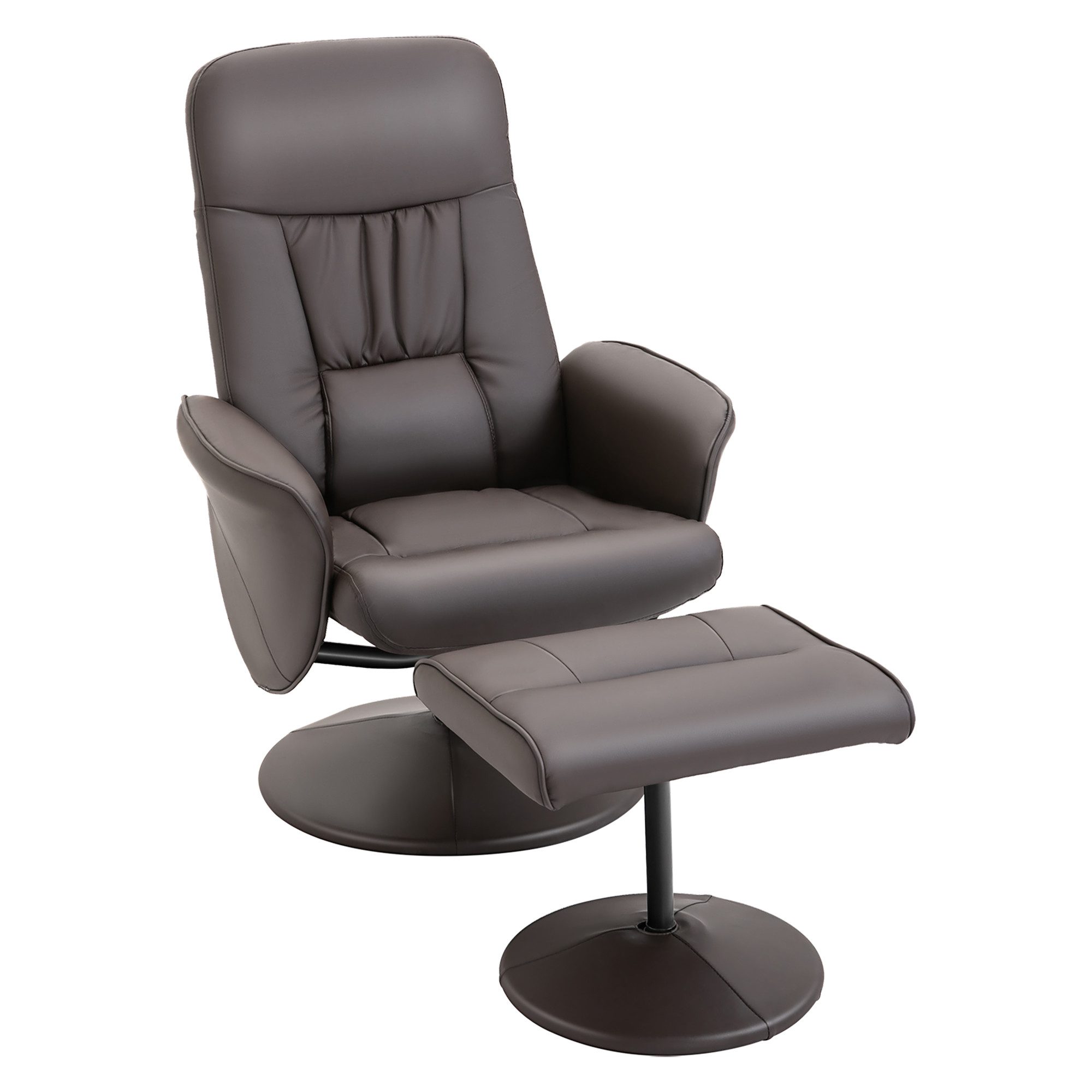 HOMCOM Relaxsessel Fernsehsessel mit Liegefunktion, TV Sessel, Kunstleder (höhenverstellbar, 2-St., neigbare Rückenlehne), Braun