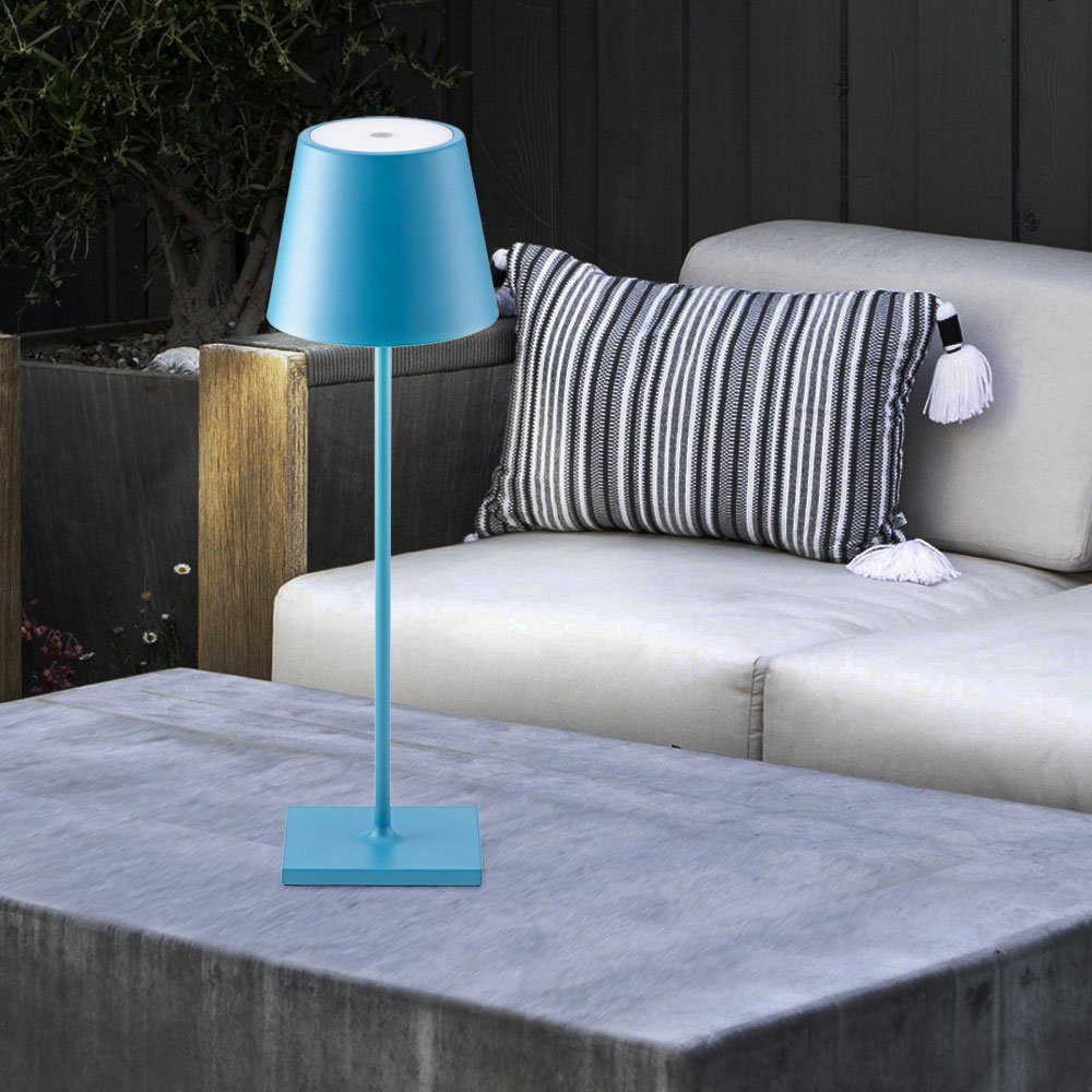 Blau LED-Leuchtmittel Touchdimmer dimmbar LED fest Außenleuchte Tischleuchte verbaut, Tischlampe Außen-Tischleuchte, Akku etc-shop