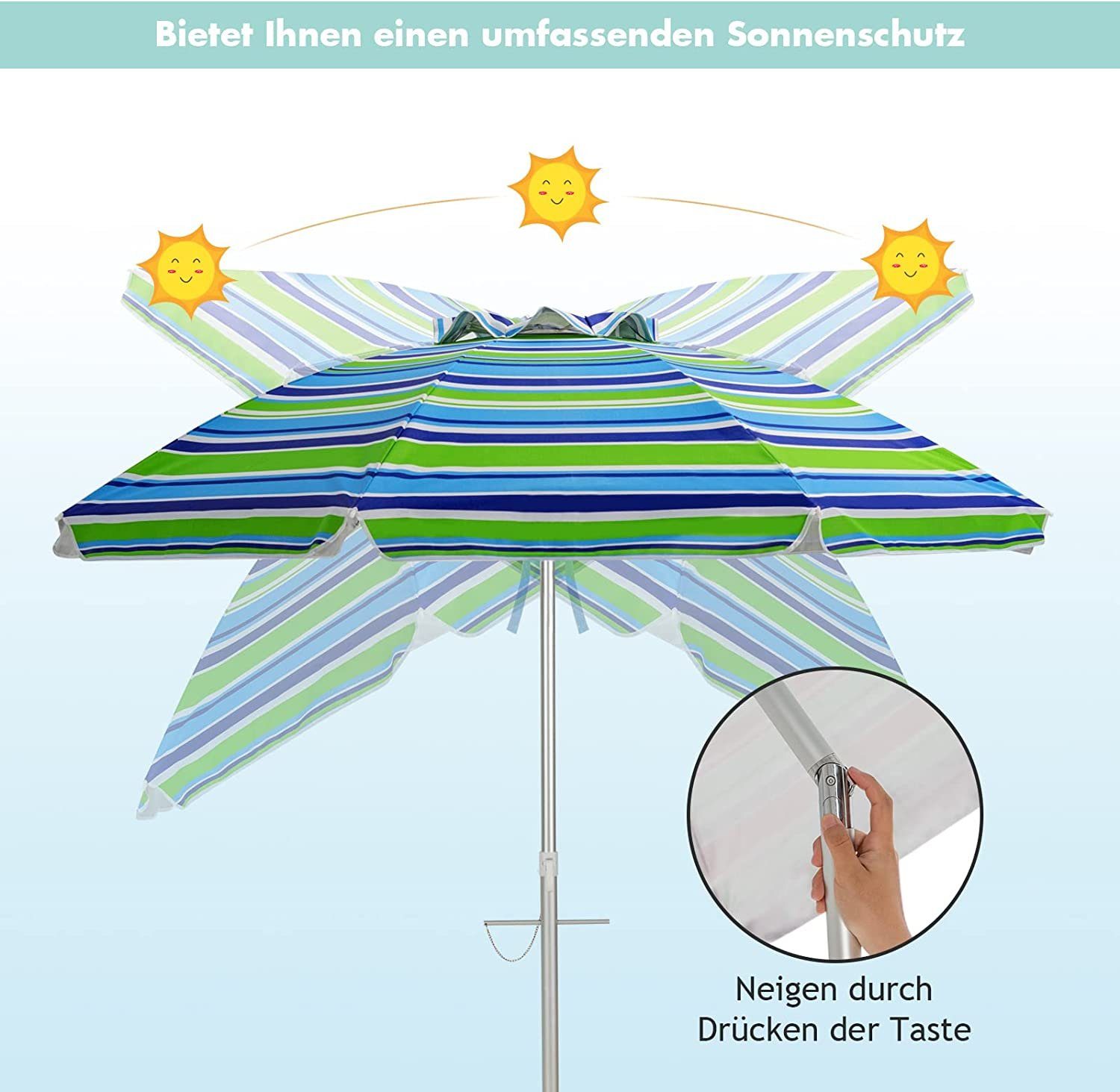 KOMFOTTEU Sonnenschirm 200 cm Strandschirm, aus günstig online kaufen
