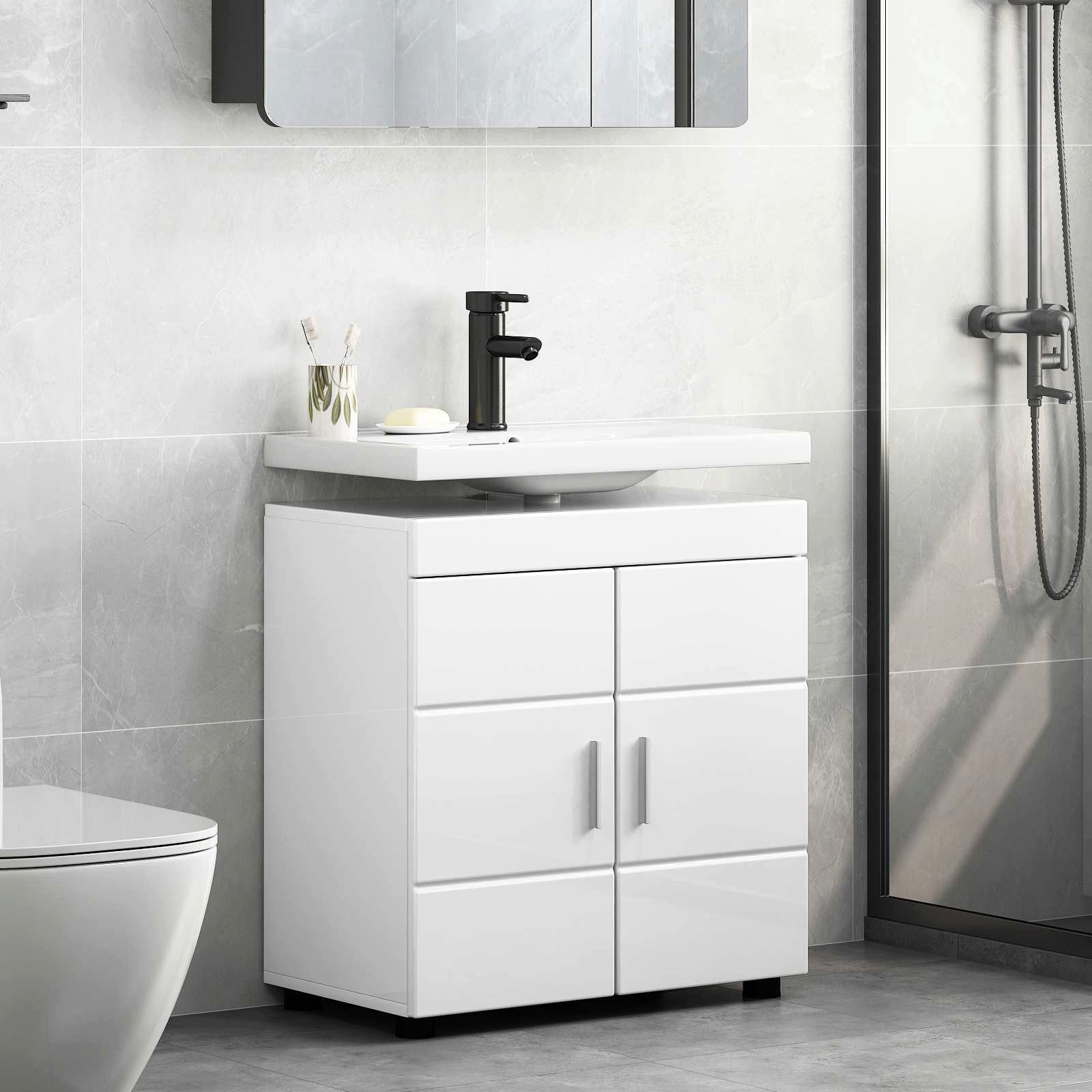vidaXL Badezimmerspiegelschrank Badezimmerschrank-Set TULUM Hochglanz Weiß 60 x 34 x 63 cm (1-St) – Bild 2 von 5