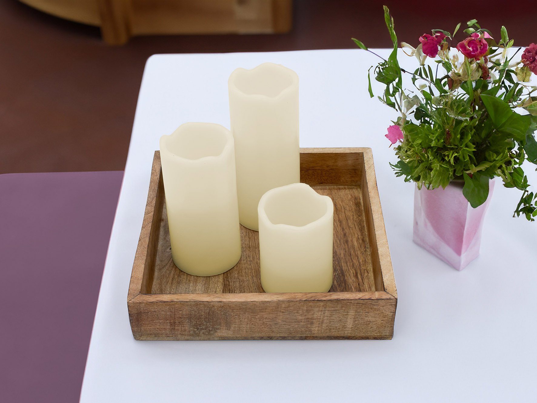 Spetebo Dekotablett Mango Servier Tablett quadratisch - 25 cm (Packung, 1 tlg), Deko Holz Schale eckig