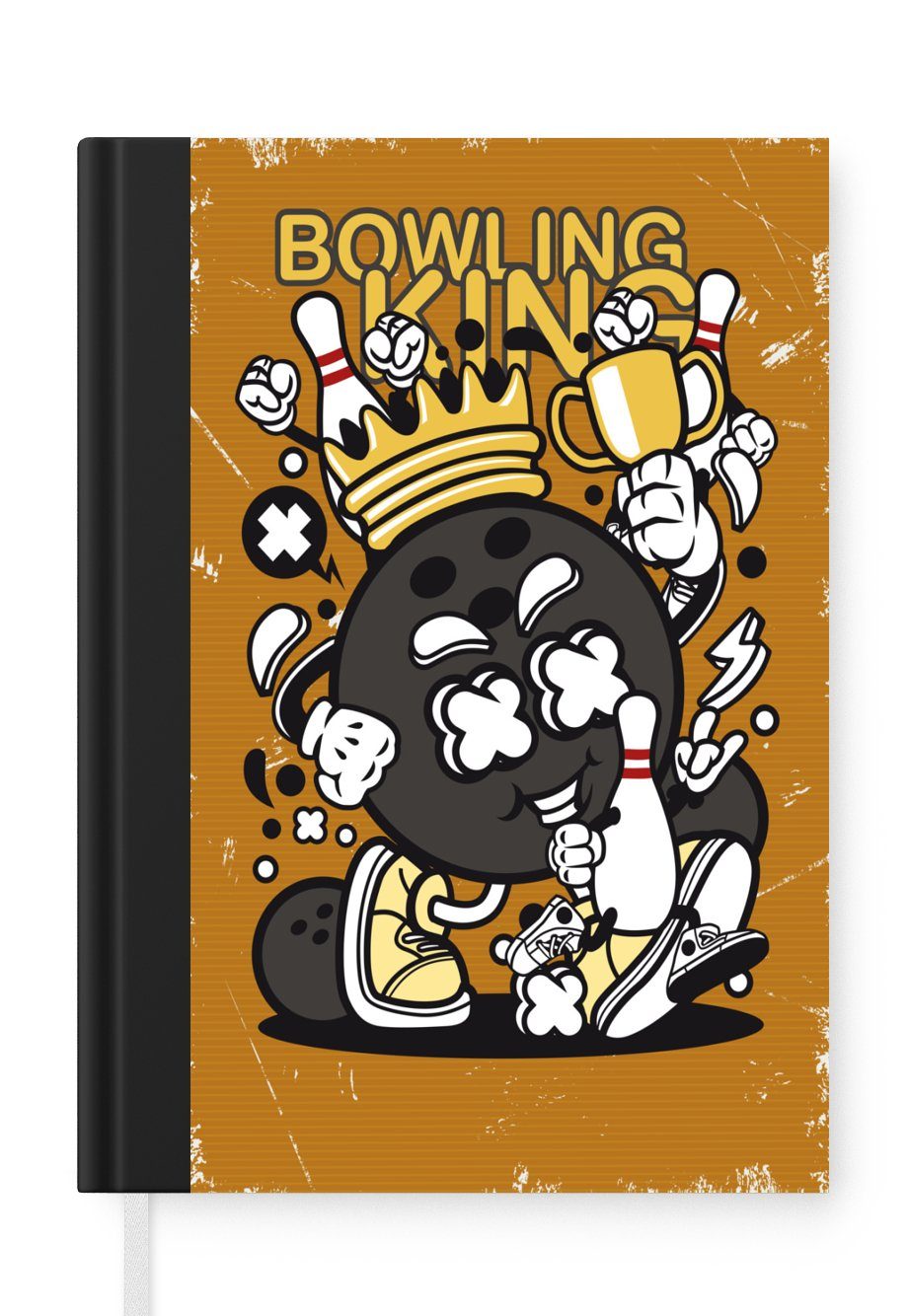 MuchoWow Notizbuch Vintage - Bowling - König, Journal, Merkzettel, Tagebuch, Notizheft, A5, 98 Seiten, Haushaltsbuch