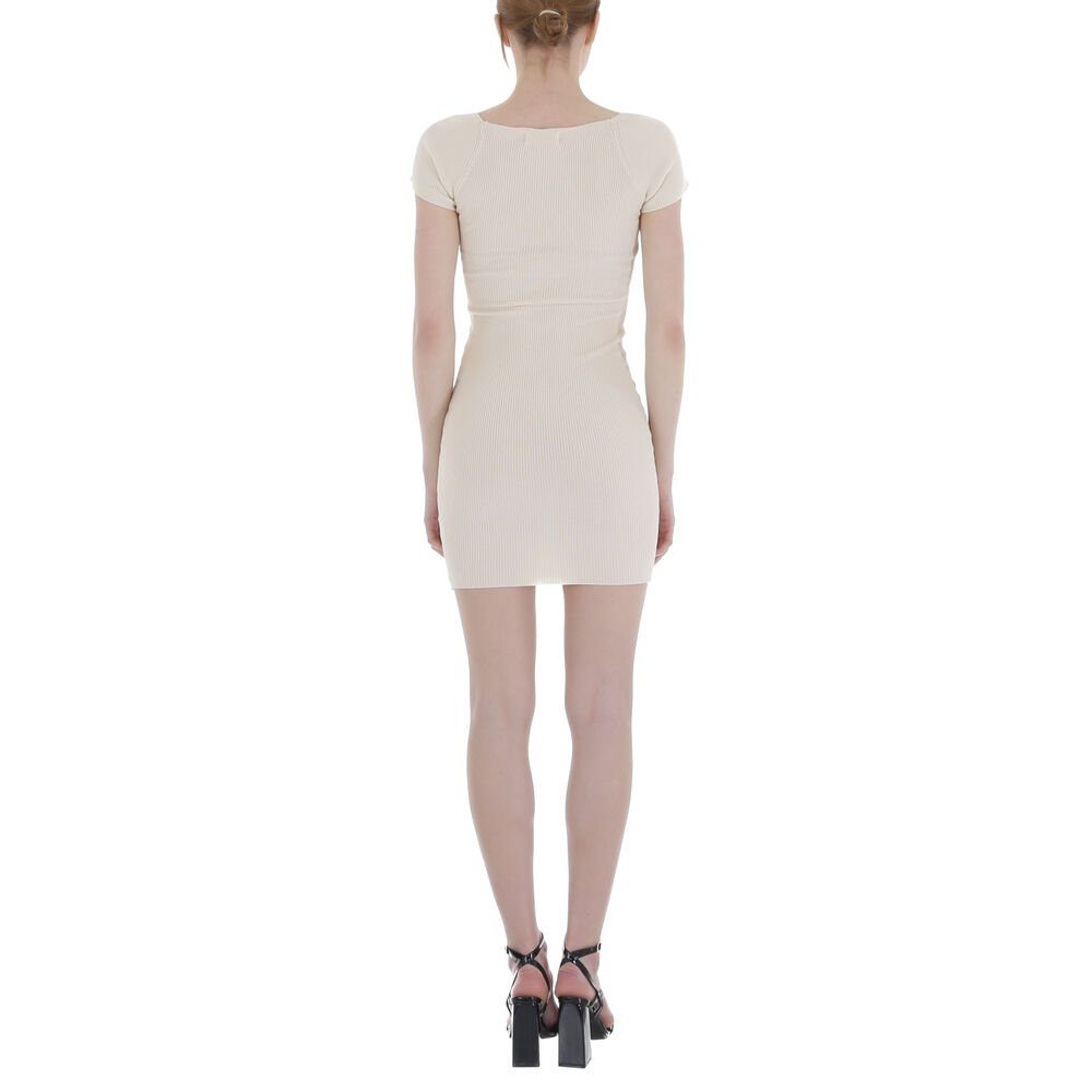 Ital-Design Strickkleid Damen Elegant (80182559) Stretch Strickoptik Minikleid in Beige