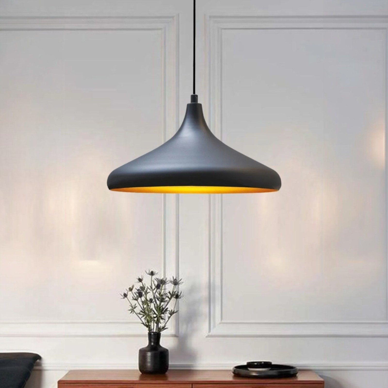 Bamyum Pendelleuchte Bamyum Pendelleuchte Durchmesser 35 cm E27 Metall Moderne Lampe, ohne Leuchtmittel