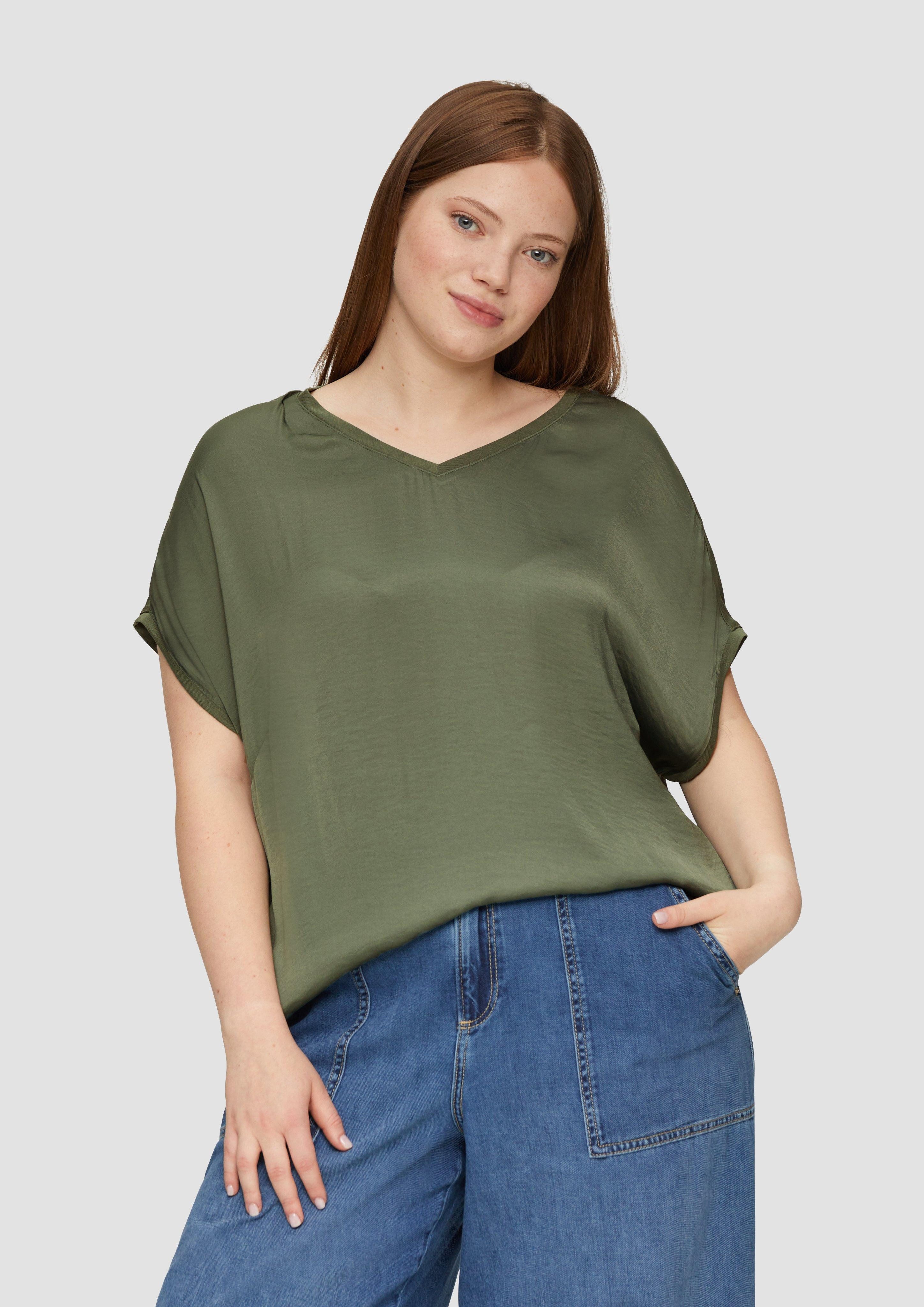 QS Kurzarmshirt Fabricmix-Shirt im Loose Fit günstig online kaufen