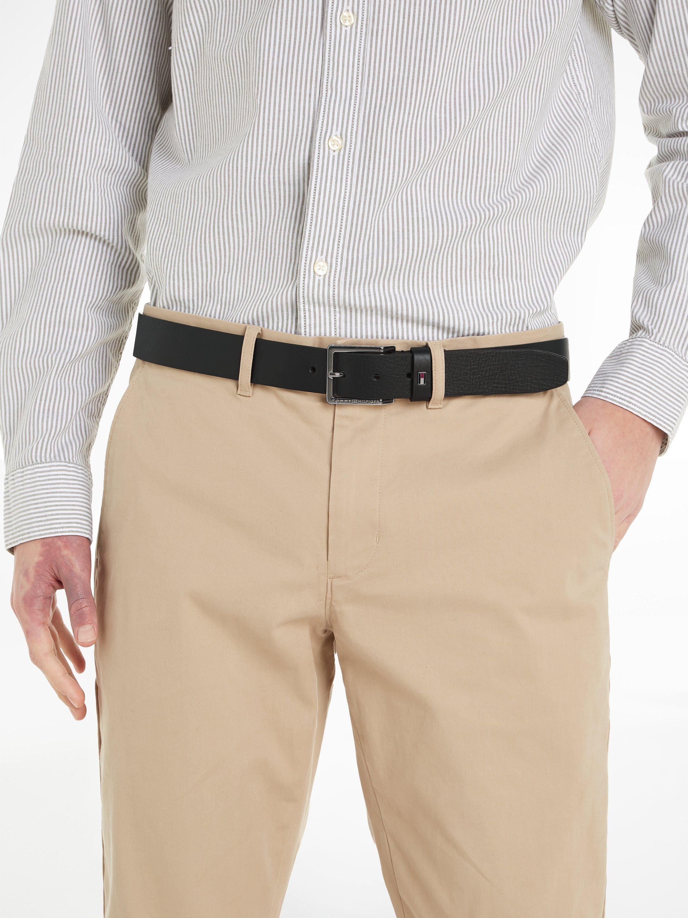 Tommy Hilfiger Ledergürtel Oliver mit Kontrast-Schnalle und Logoschlaufe günstig online kaufen