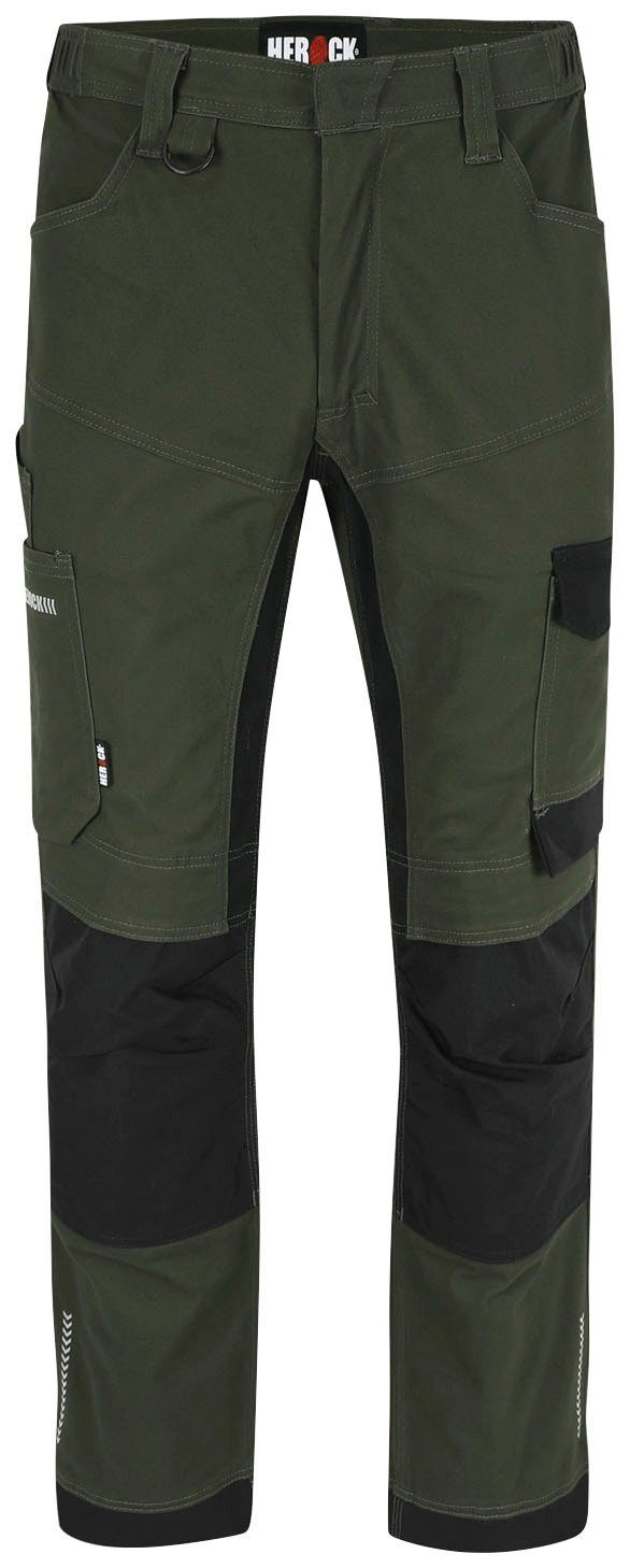 Herock Arbeitshose XENI Multi-pocket, Stretch, bequem und khaki weich wasserabweisend, Baumwolle