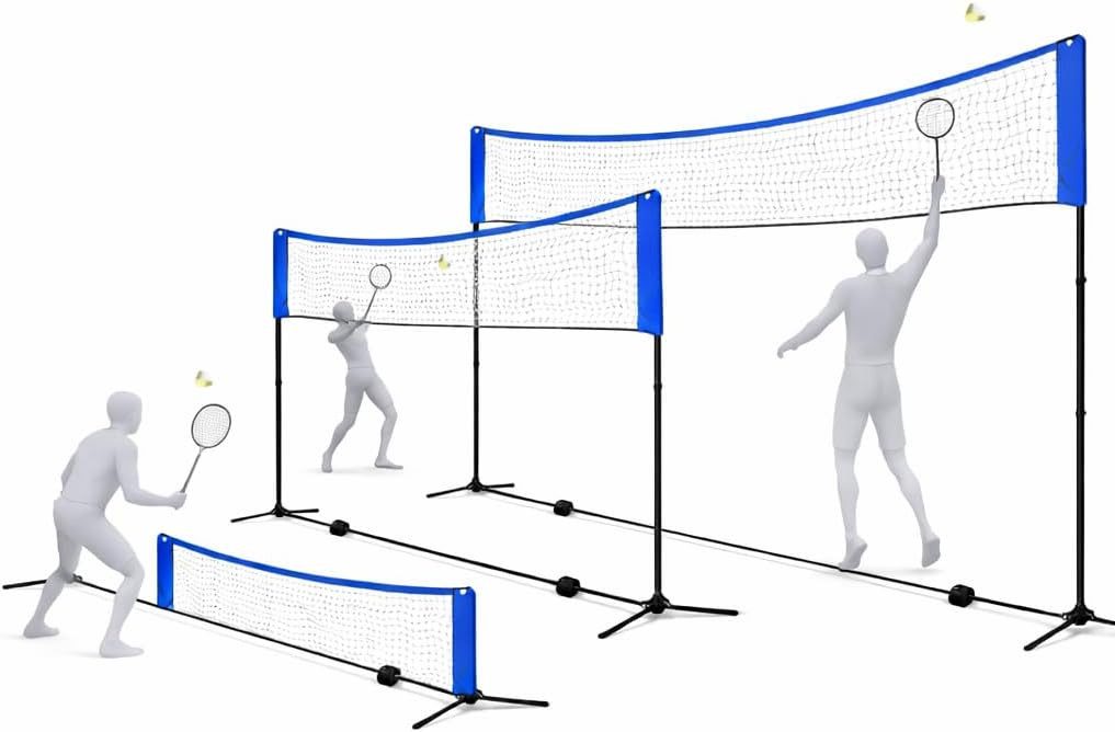 TK Gruppe Badmintonnetz Badmintonnetz 3,1 m höhenverstellbarem Ständer & Tragetasche – Faltbar (1-St)