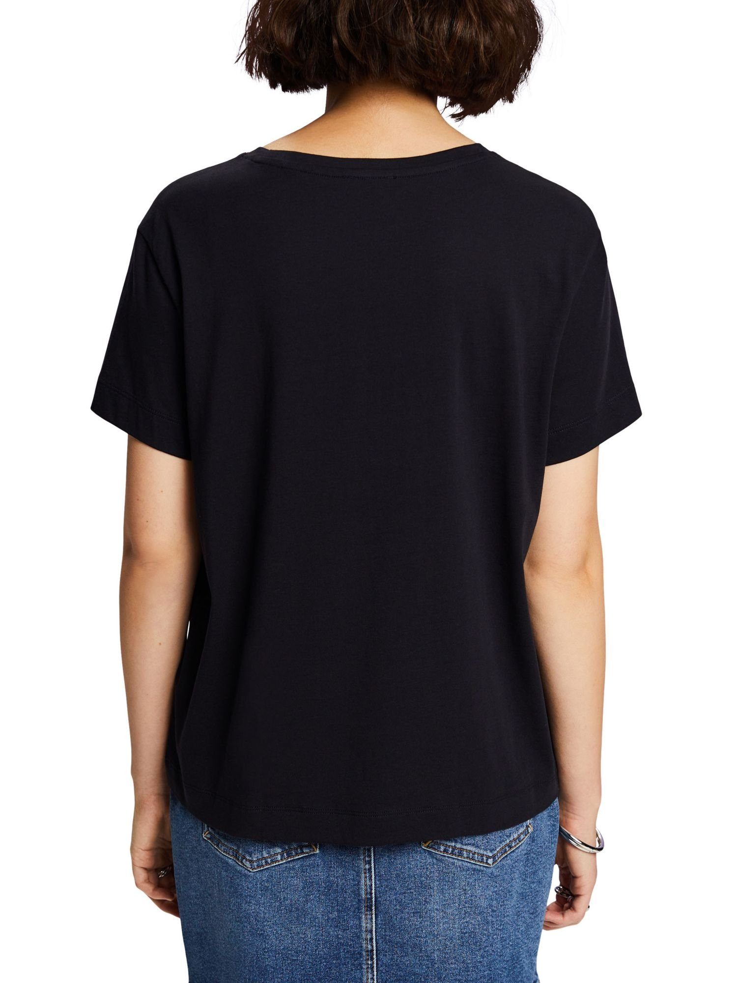 T-Shirt BLACK mit Jersey-T-Shirt Esprit vorne (1-tlg) Print