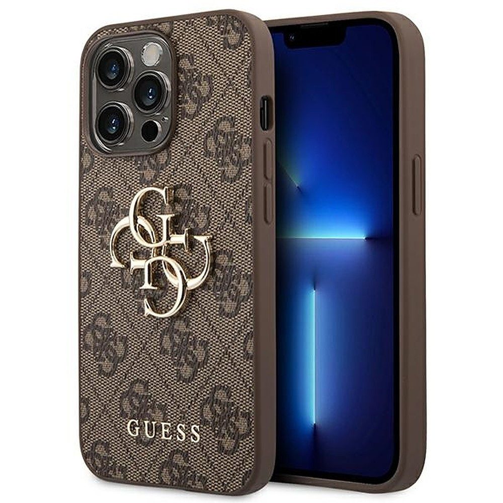 Guess Handyhülle Hardcase Schutzhülle 6,1", Guess 4G Logo, Kunstleder-Optik, Hardcase