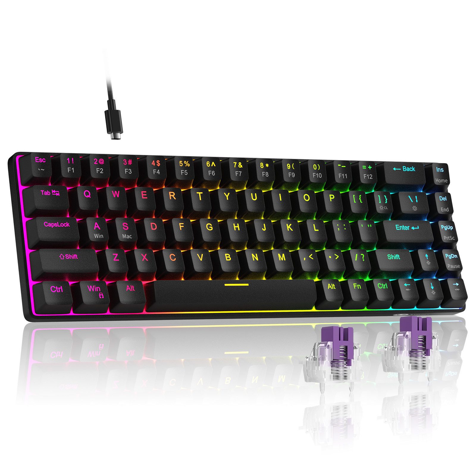 Novzep Magnetische Mechanische Tastatur mit Hall-Effekt-Switches,68 Tasten Gaming-Tastatur (RGB-Beleuchtung, Hot-Swap,Abnehmbarem USB-C-Kabel, für Windows & Mac)