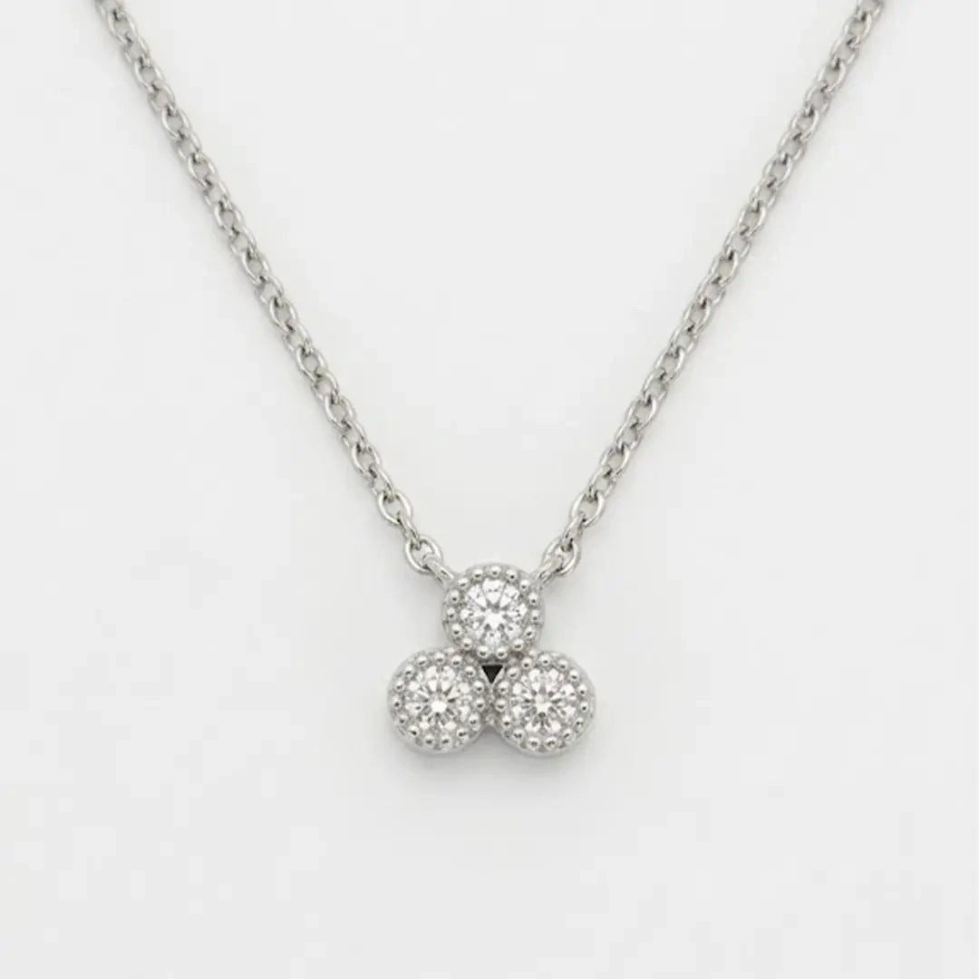 Kette mit Anhänger Drei Zirkonia Halskette Rund 925 Sterling Silber – Elegante