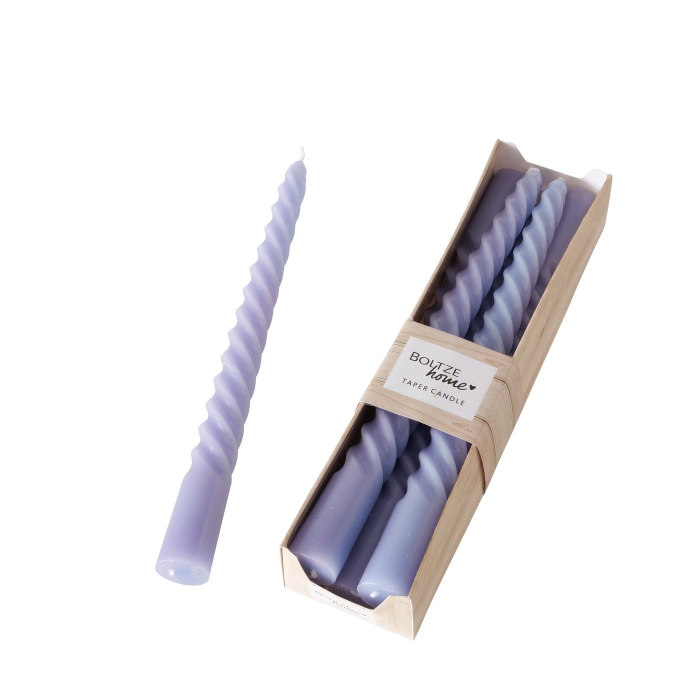 BOLTZE Tafelkerze Stabkerze Twisto, 6-teilig, 20 cm hoch, Helllila (1-tlg) günstig online kaufen