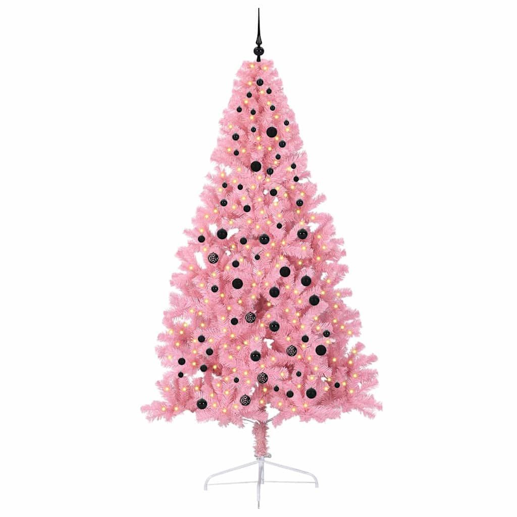 vidaXL Künstlicher Weihnachtsbaum Künstlicher vorbeleuchteter Weihnachtsbaum Rosa 240 cm PVC