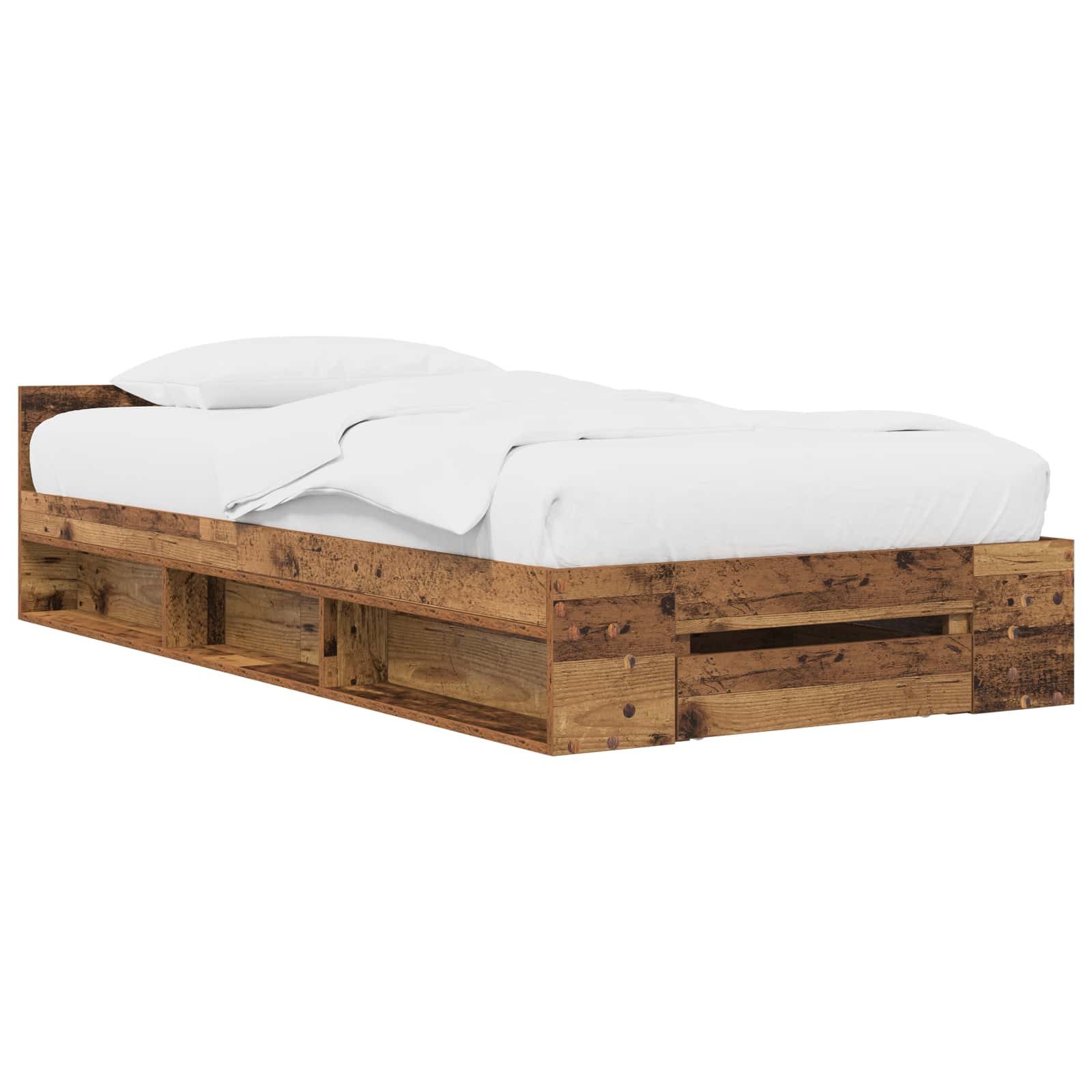 vidaXL Bett Bettgestell mit Stauraum Altholz 80 x 200 cm Holzwerkstoff (1-tlg)