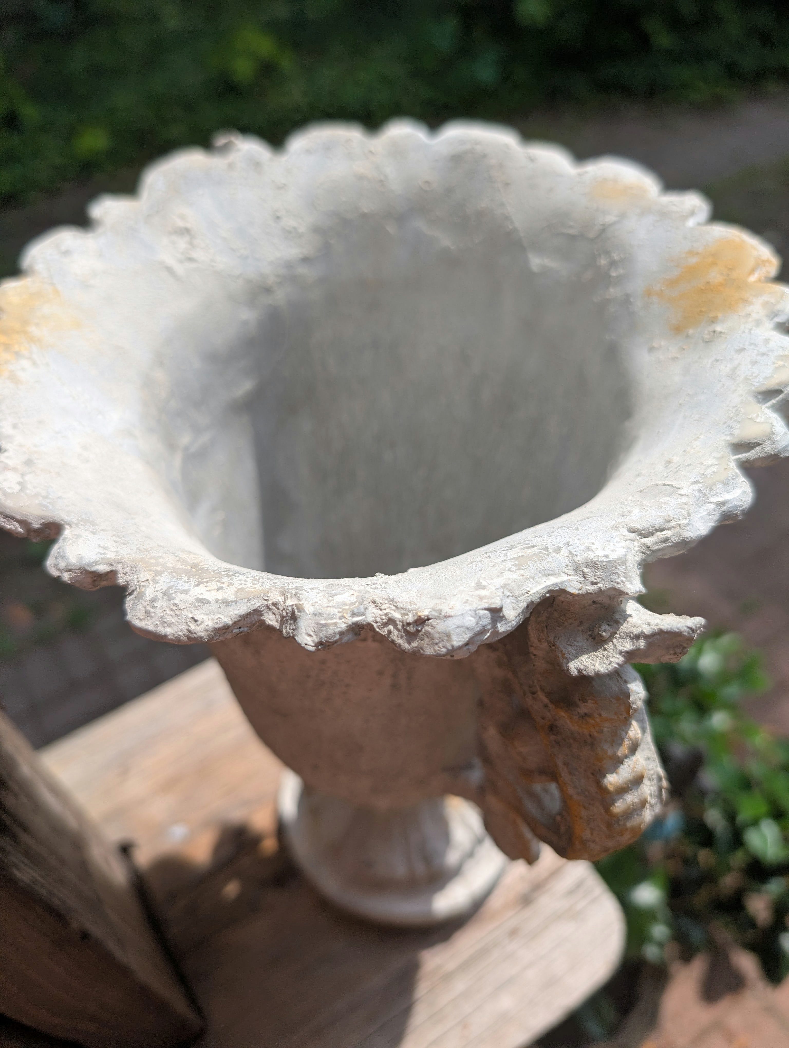 Exner GmbH Garten- & Wohnaccessoires Dekovase Vase Amphore Polyresin antik Patina weiß Barock Griffe, vintage Deko shabby chic