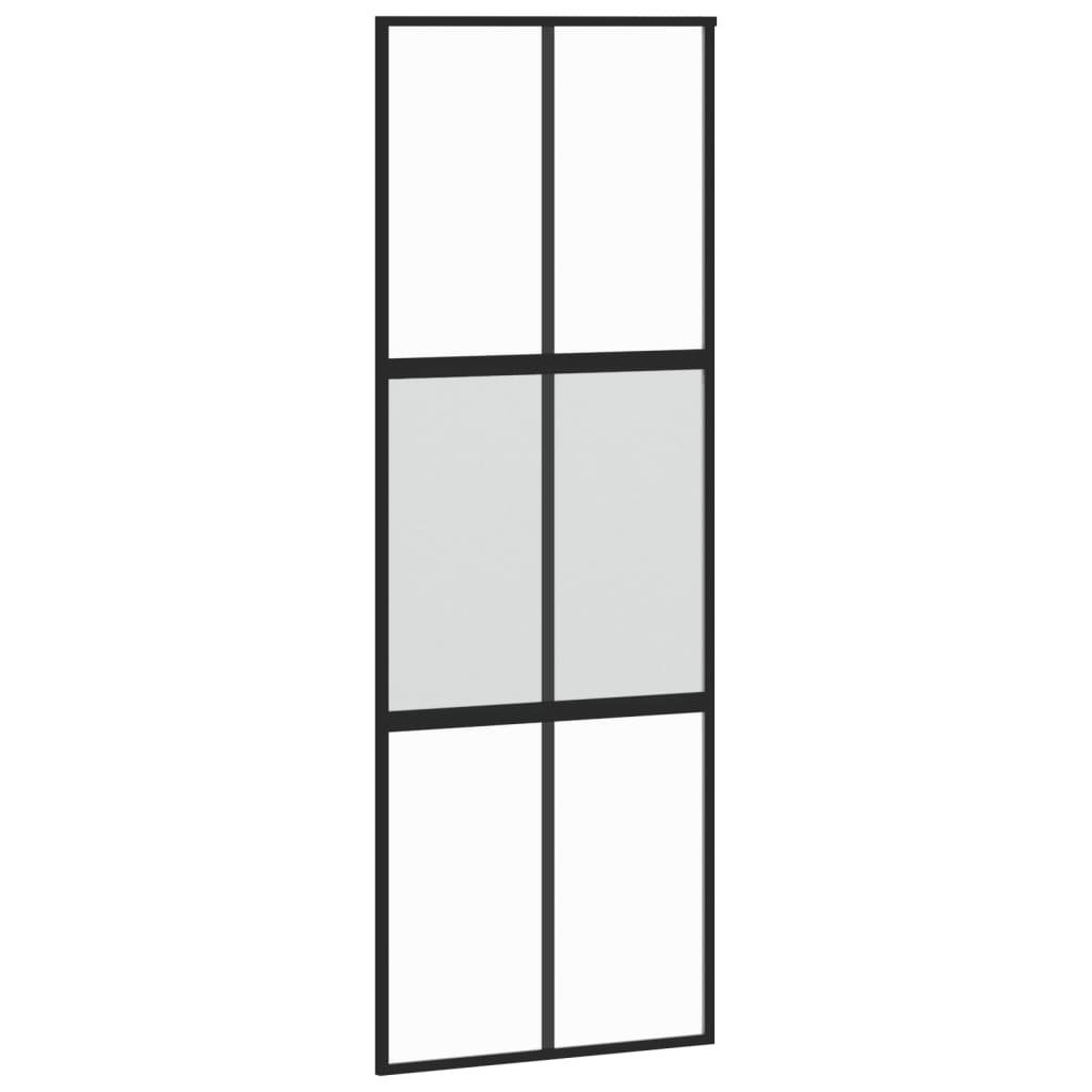 vidaXL Zimmertür Schiebetür Zimmertür Glas Schwarz 76x205 cm Hartglas und Aluminium