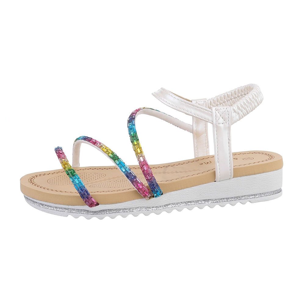 Ital-Design Damen Freizeit Riemchensandalette (85960179) Keilabsatz/Wedge Keilsandaletten in Weiß