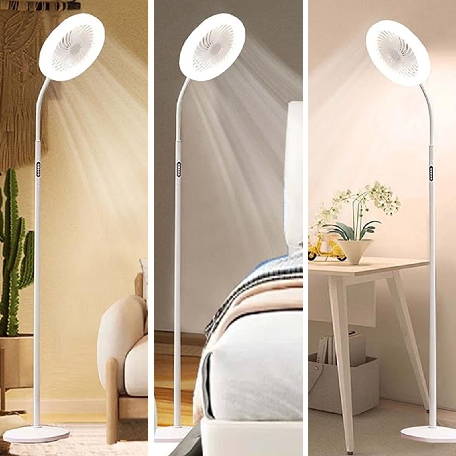 Jibenhome Standventilator 1500 lm Vertikaler LED Ventilator mit RGB-Beleuchtung Dimmbar, Standleuchten mit Taste,Höhenverstellbar,18W/1500 lm,für Büro