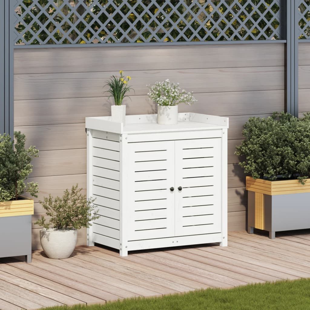 vidaXL Blumenständer Pflanztisch mit Ablagen Weiß günstig online kaufen