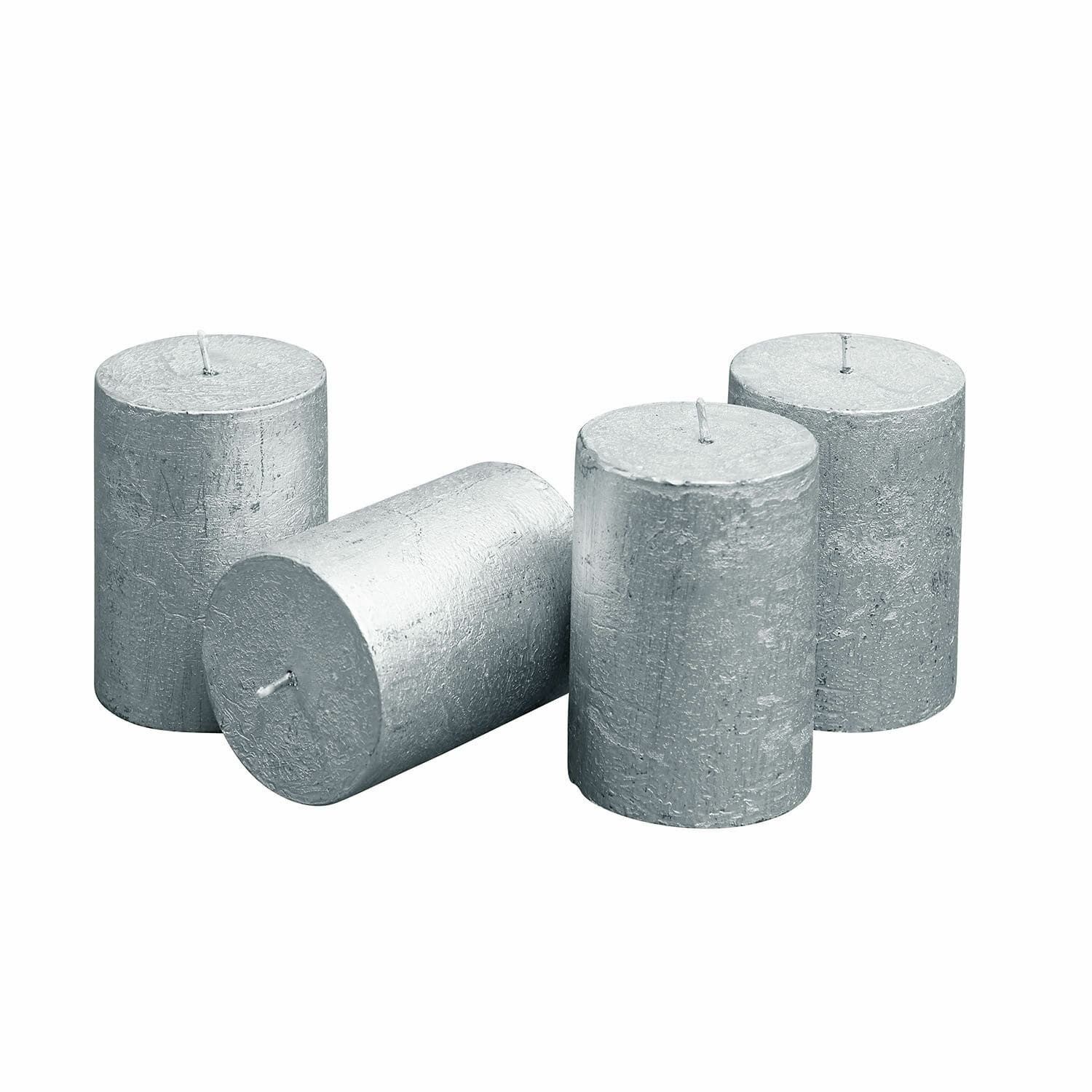 Mirabeau Stumpenkerze Kerze 4er Set Virrans silber (4er Set, 4er Set), none